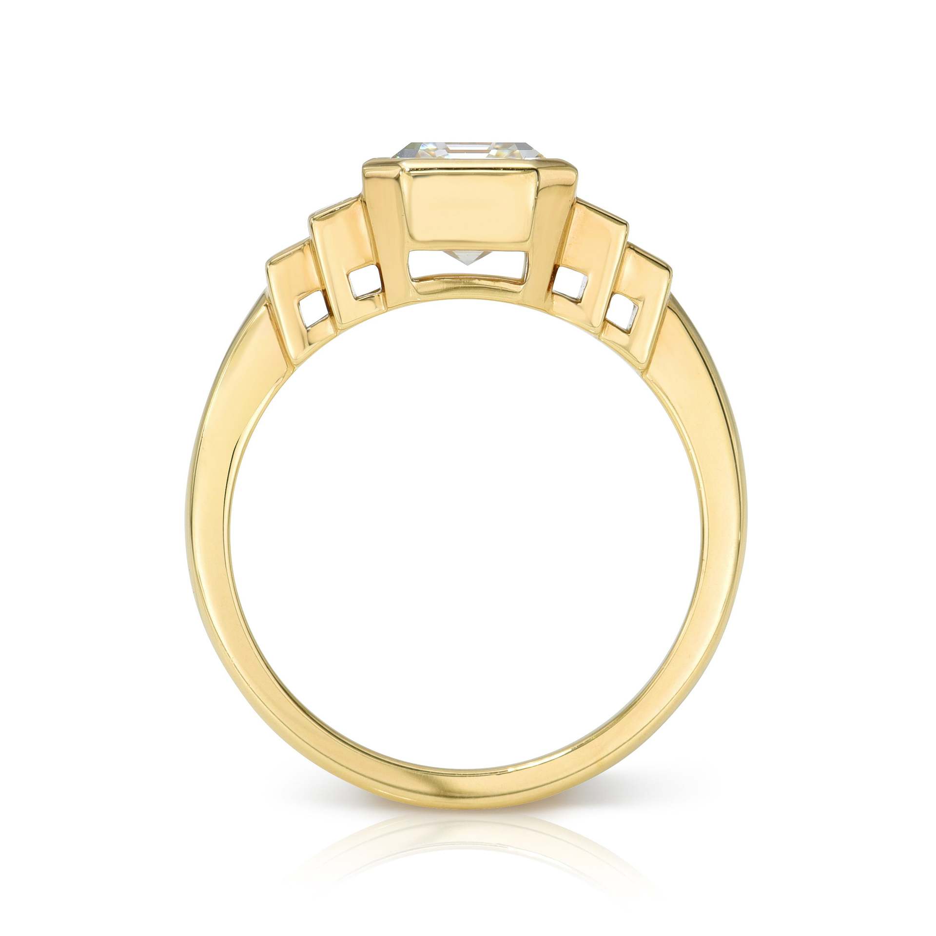2CT Emerald Cut Moissanite Ring, S925 Sterling Silver 18K Gold Plated Ring — detail 4