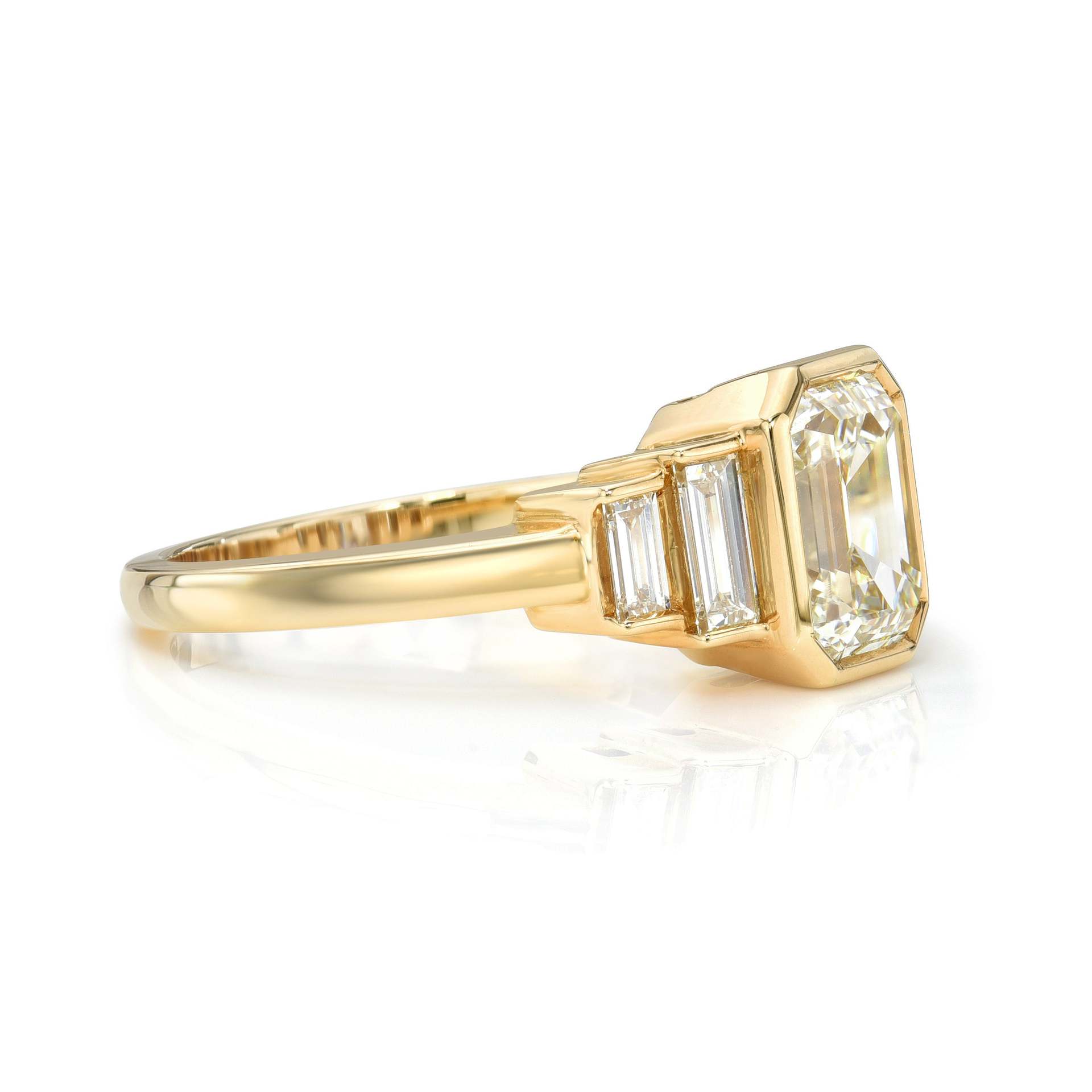2CT Emerald Cut Moissanite Ring, S925 Sterling Silver 18K Gold Plated Ring — detail 5