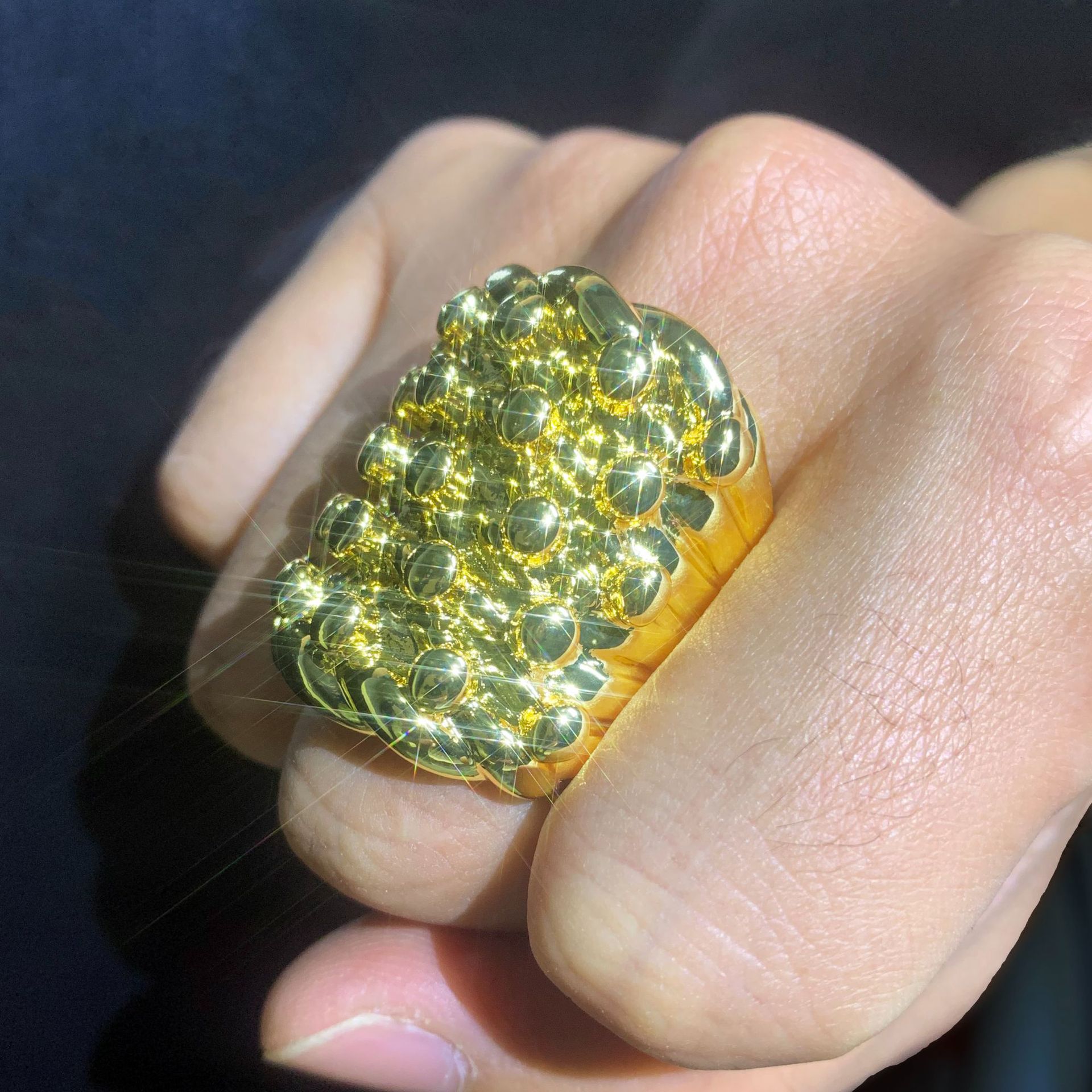Iced Out Lava Texture Wide Band Ring Hip Hop Cubic Zirconia Ring For Men — detail 1