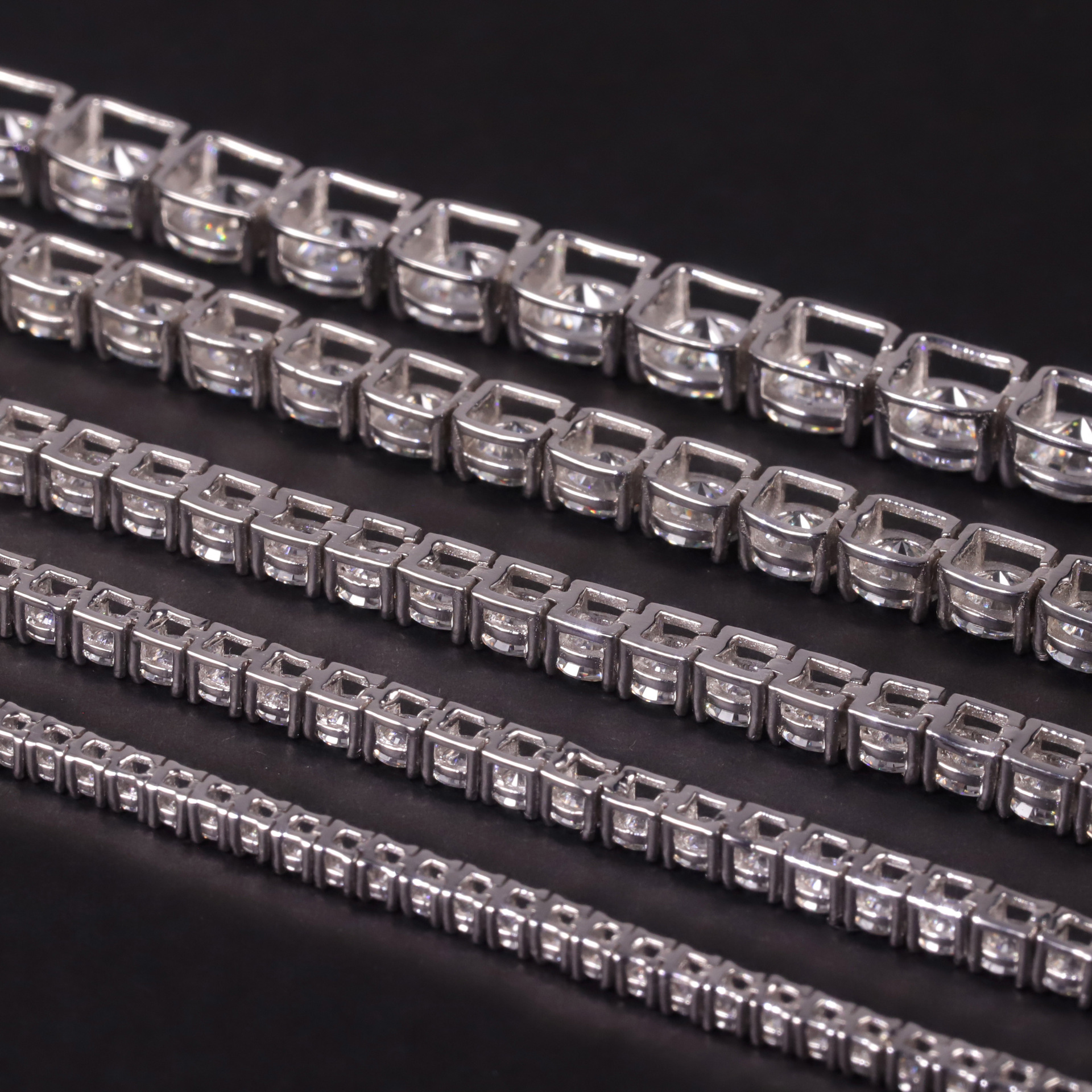 Aodhy S925 Sterling Silver Round Moissanite Tennis Chain — U02N — detail 6