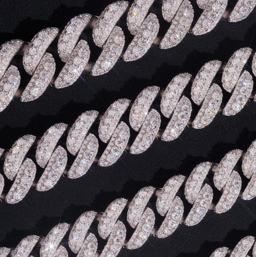 925 Sterling Silver Moissanite Cuban Link Bracelet & Necklace | 13–18mm Width, 7–24 Inches — detail 7