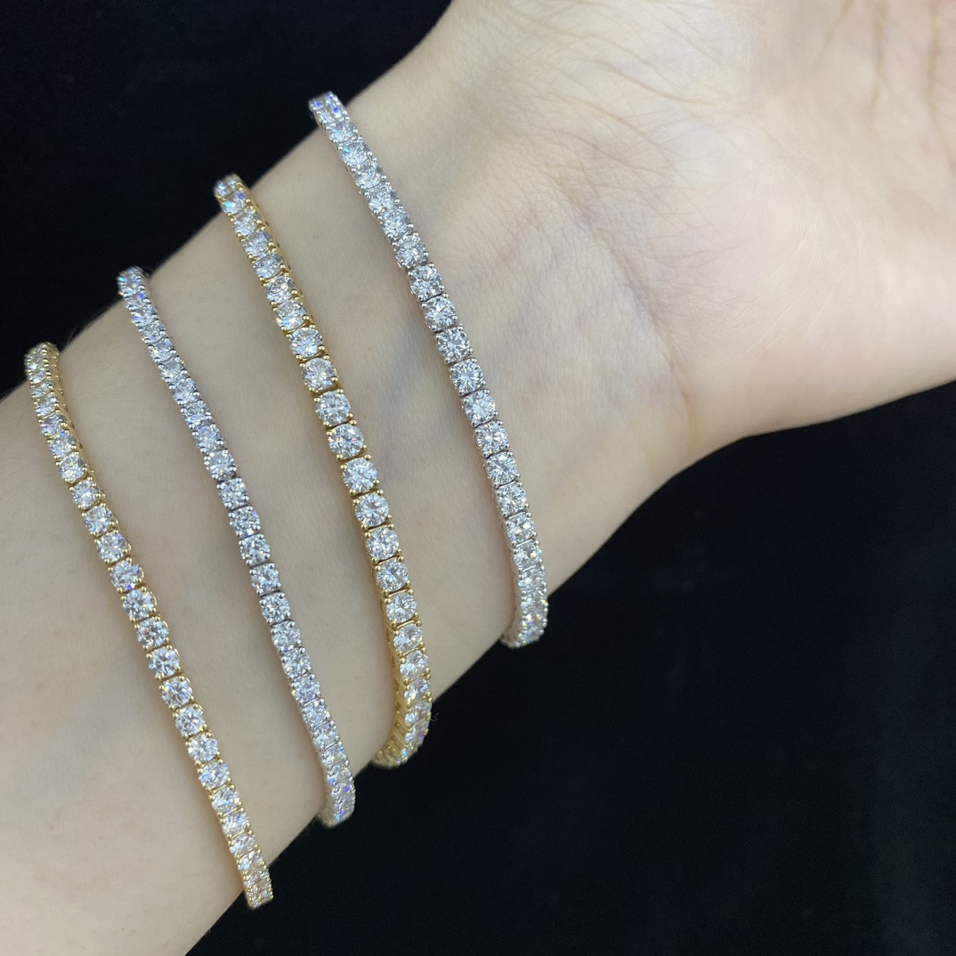 18K Gold Lab-Grown Diamond Tennis Bracelet – 3.4ct Total, 16cm — detail 11