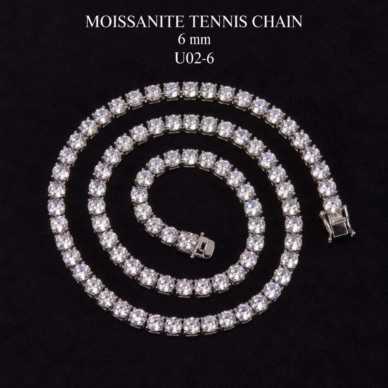 Aodhy S925 Sterling Silver Round Moissanite Tennis Chain — U02N — detail 18