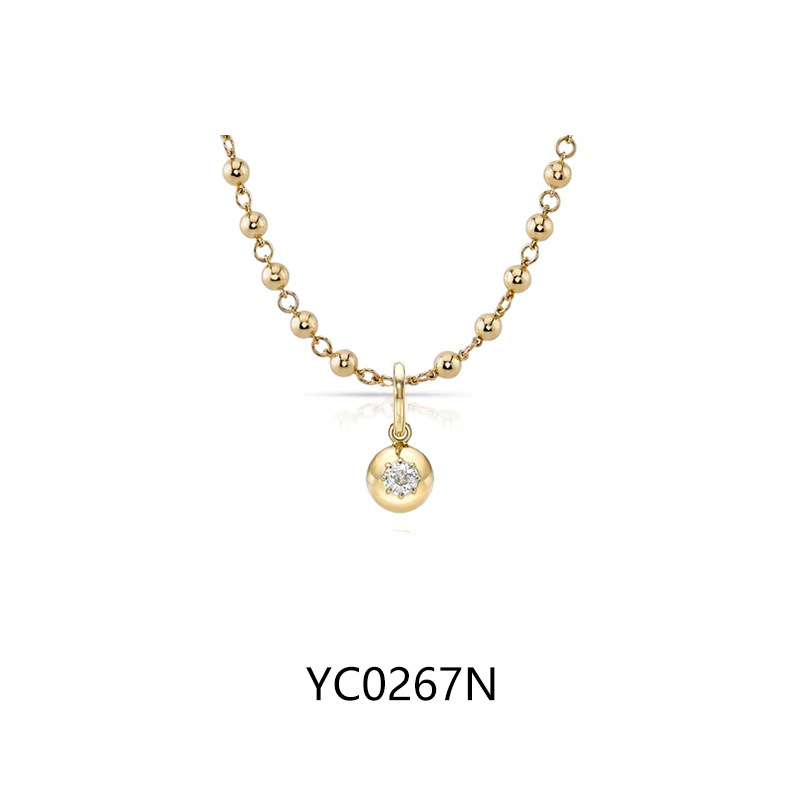 18K gold plated + 6.5mm moissanite · S925 silver / with chain (40+5cm)