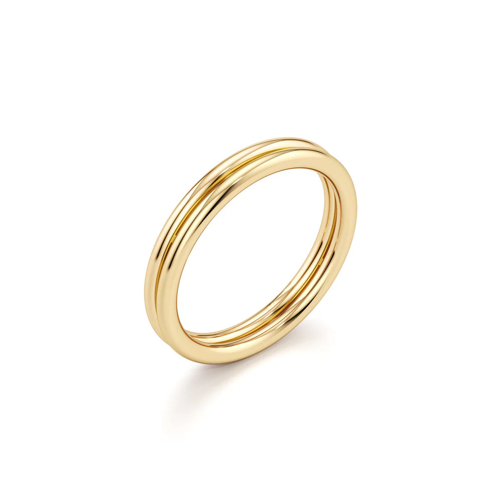 Moissanite Row Ring, 925 Sterling Silver Gold Plated Eternity Band Stackable Ring — detail 10
