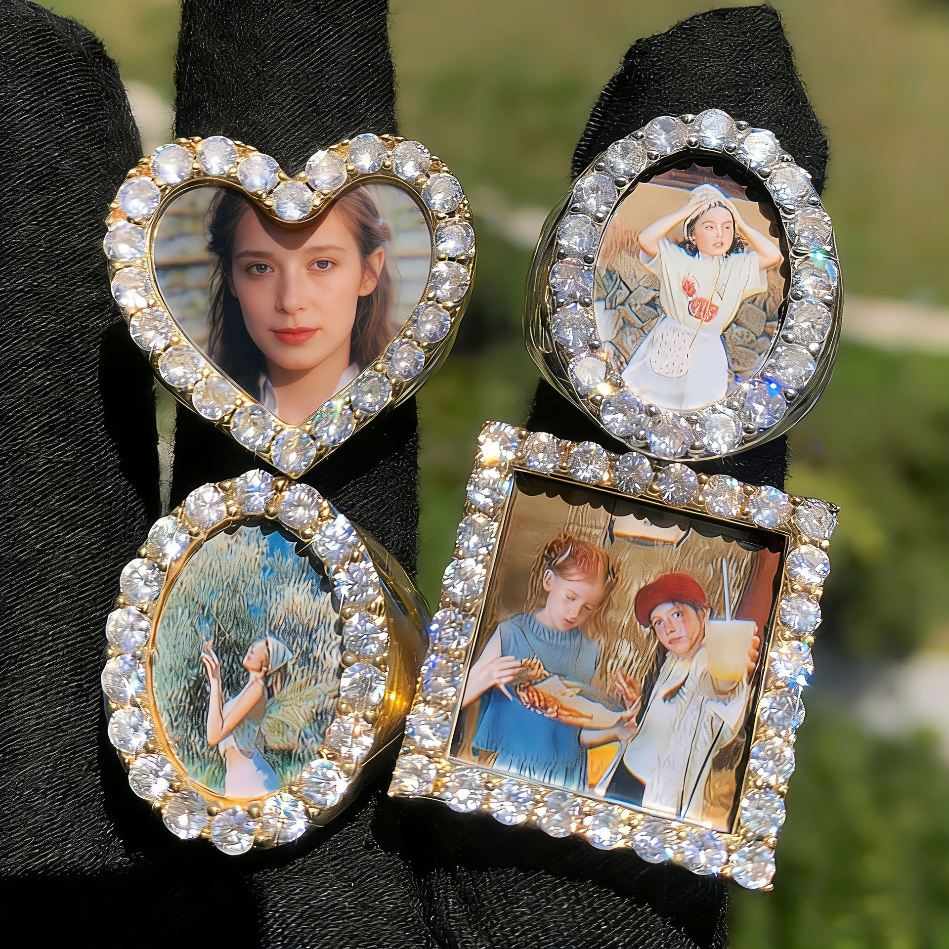 Custom Photo Ring, Hip Hop Iced Out CZ Picture Ring Adjustable Unisex Ring — detail 1