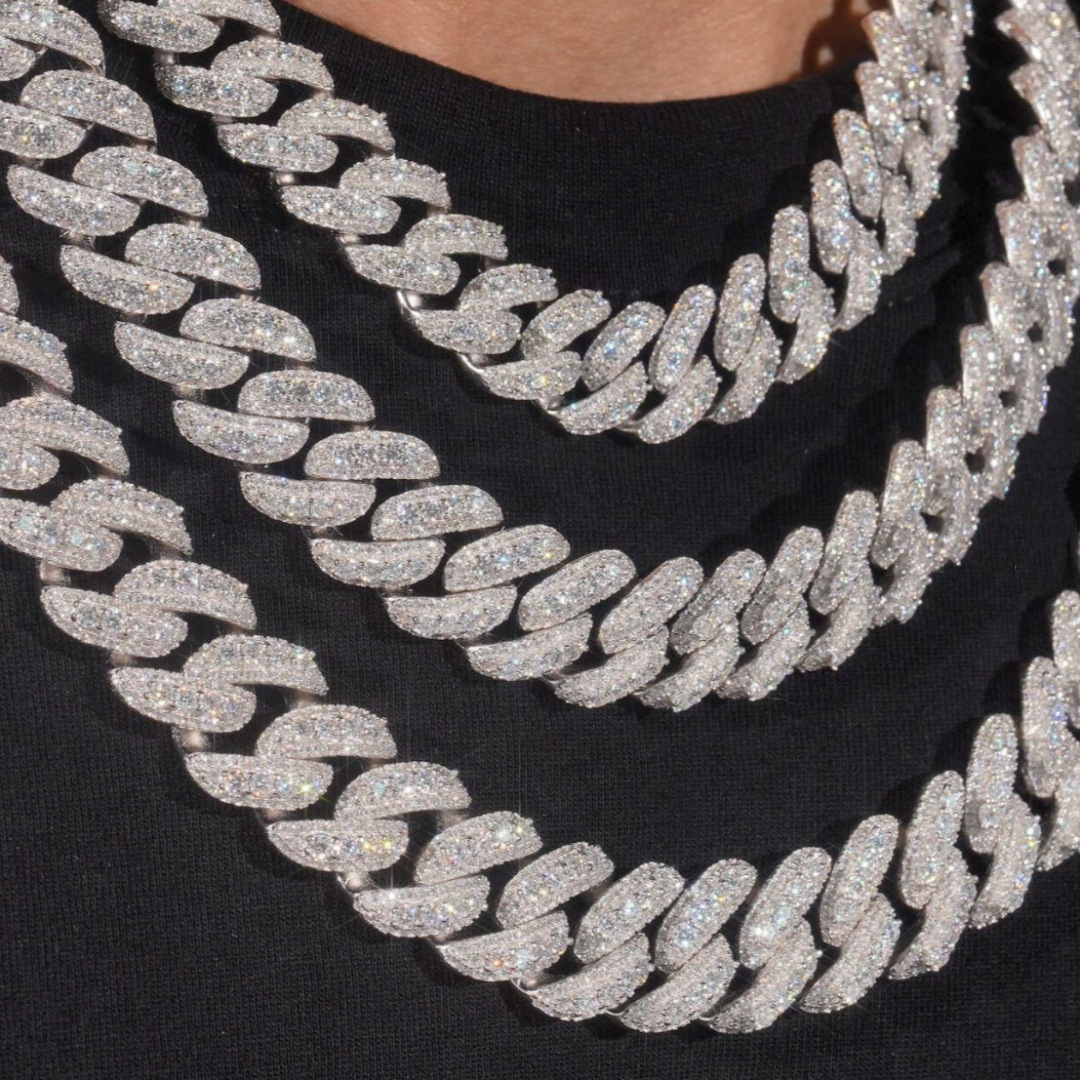 925 Sterling Silver Moissanite Cuban Link Bracelet & Necklace | 13–18mm Width, 7–24 Inches — detail 6