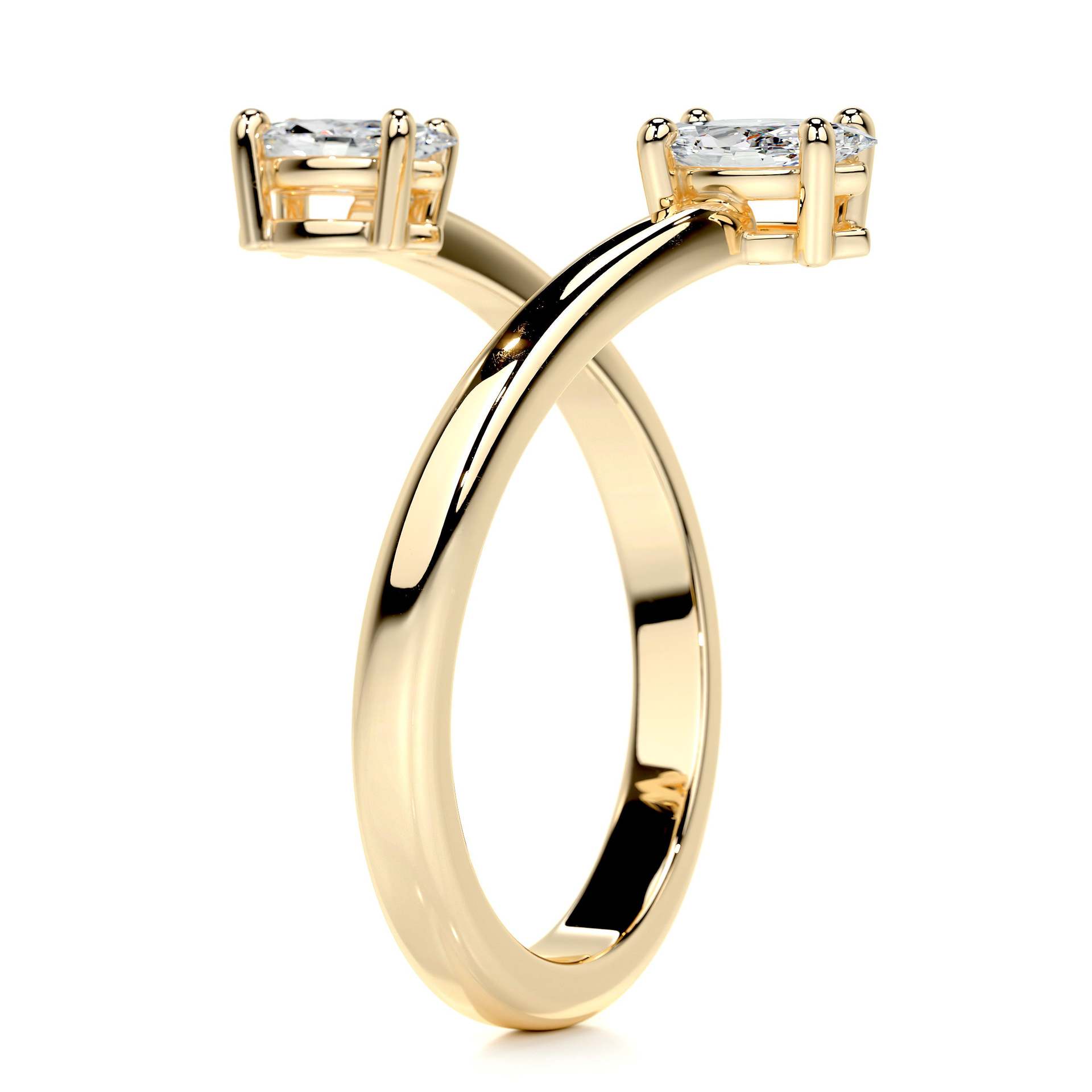 Stylish, open-design ring with a "quiet luxury" aesthetic—a trendy, cross-border fashion piece crafted from S925 sterling silver, gold-plated, and set with a moissanite stone. — detail 12
