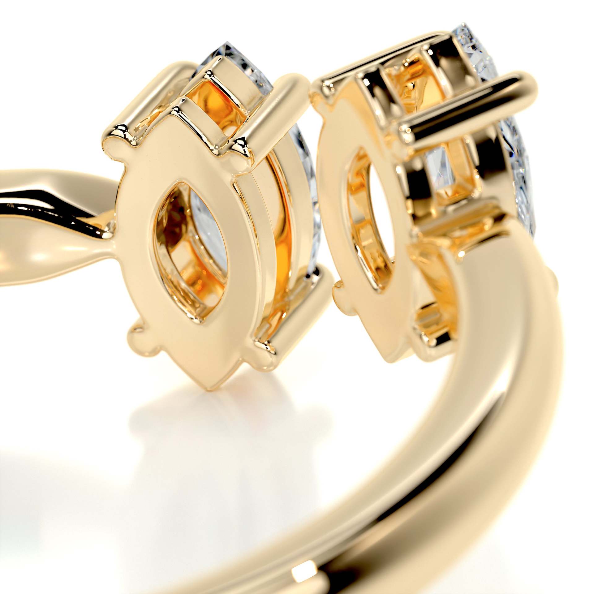 Stylish, open-design ring with a "quiet luxury" aesthetic—a trendy, cross-border fashion piece crafted from S925 sterling silver, gold-plated, and set with a moissanite stone. — detail 14