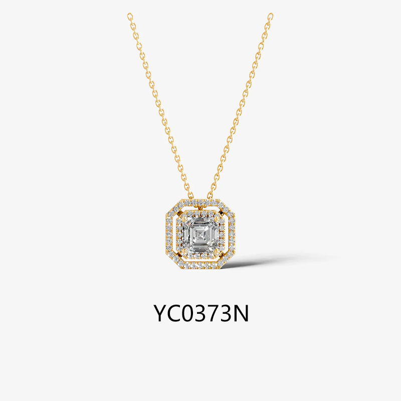 1CT Halo Moissanite Necklace 925 Sterling Silver 18K Gold Plated Pendant Necklace — detail 7