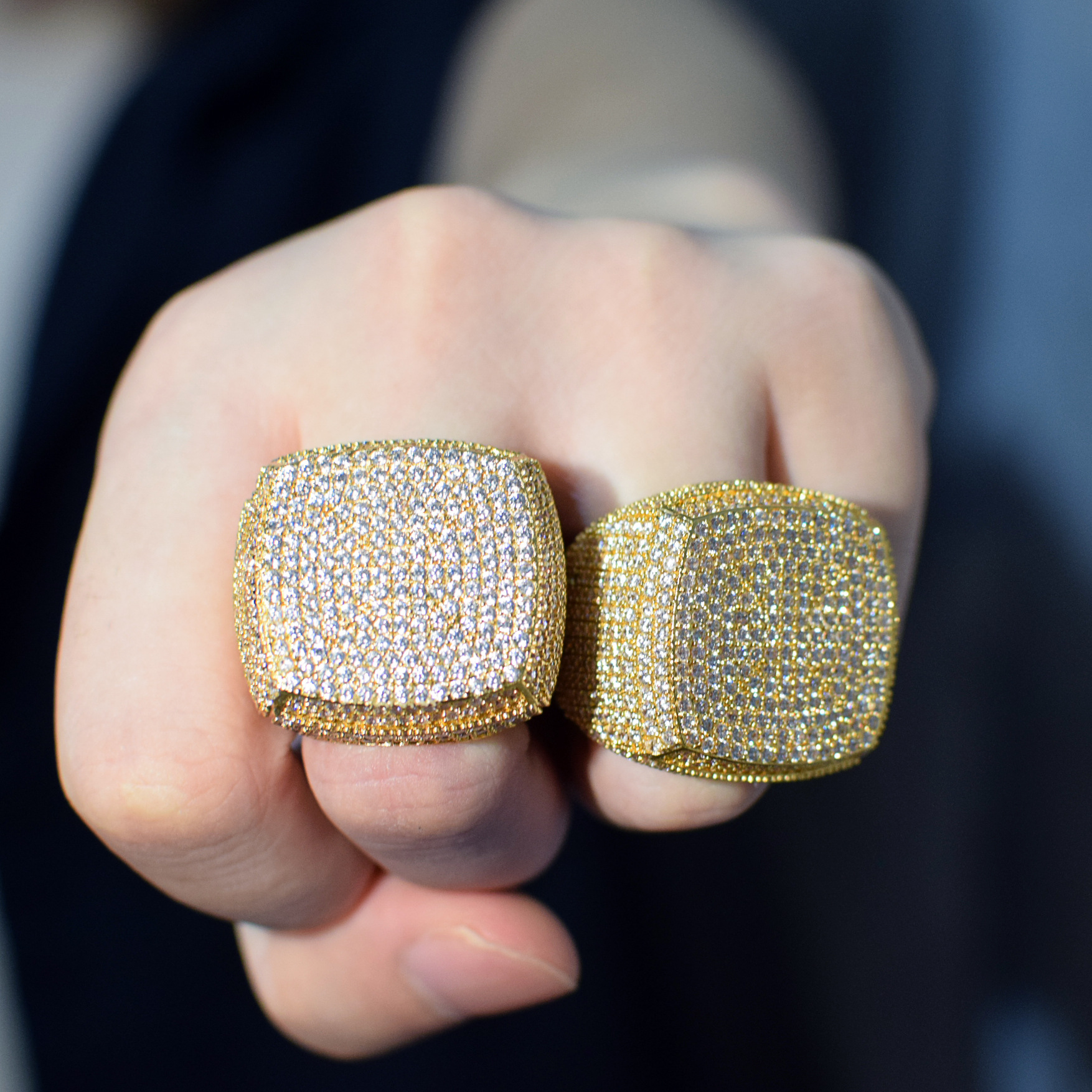 Square Iced Out Hip Hop Statement Ring for Me — detail 2