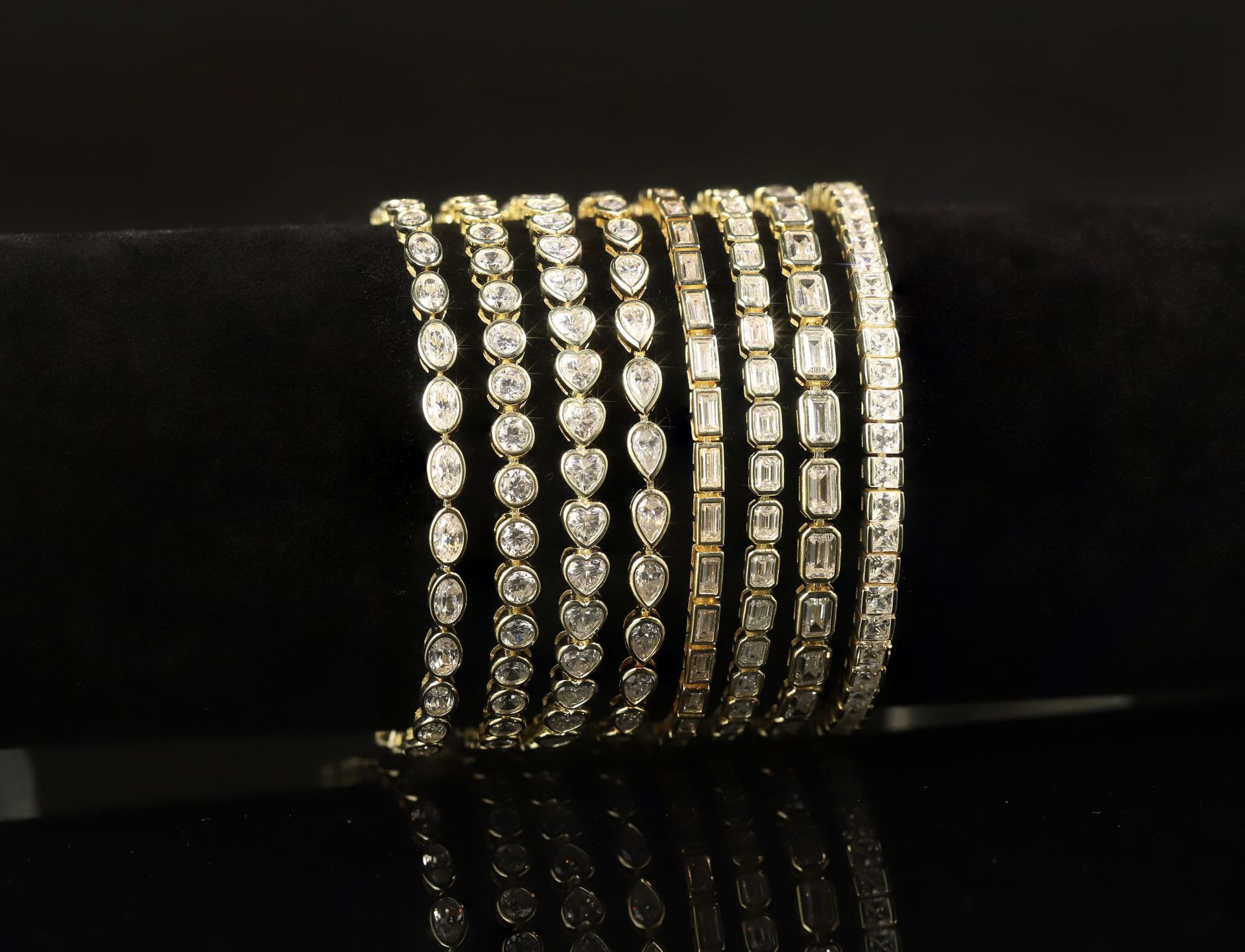 S925 Sterling Silver Moissanite Tennis Bracelet – 6 Stone Shapes, 7 Inches — detail 6