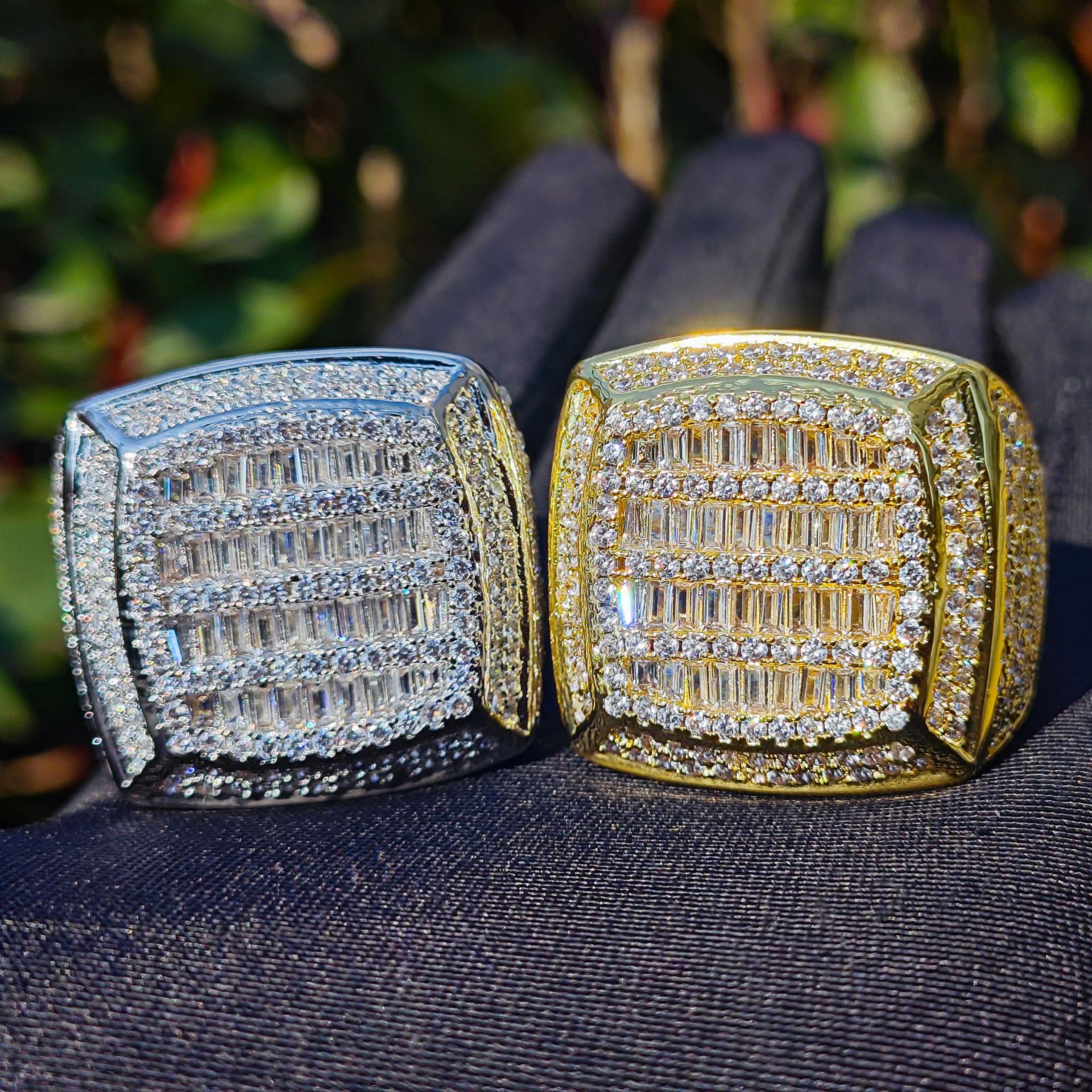 Hip Hop Square Baguette Cubic Zirconia Ring For Men — detail 2