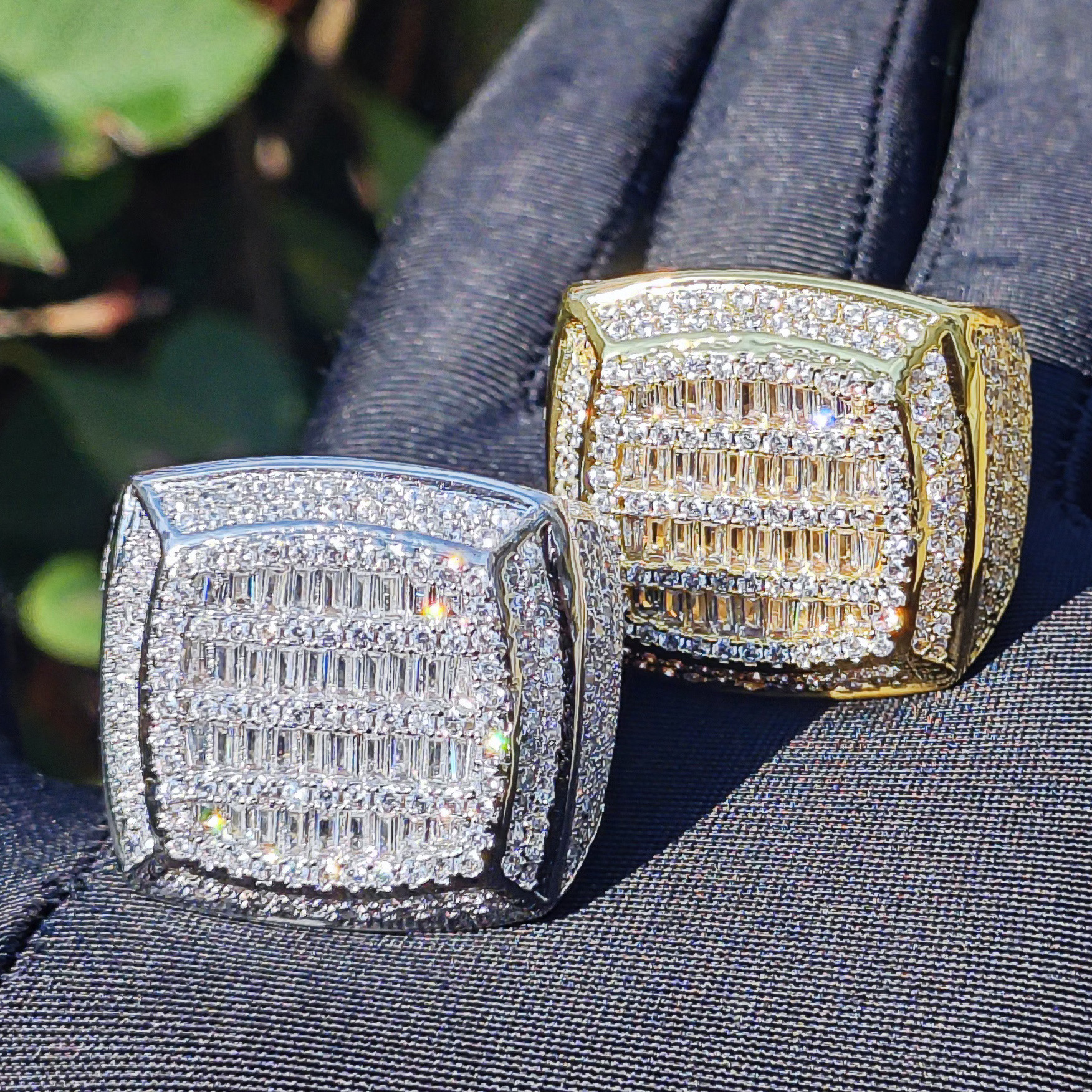 Hip Hop Square Baguette Cubic Zirconia Ring For Men — detail 1