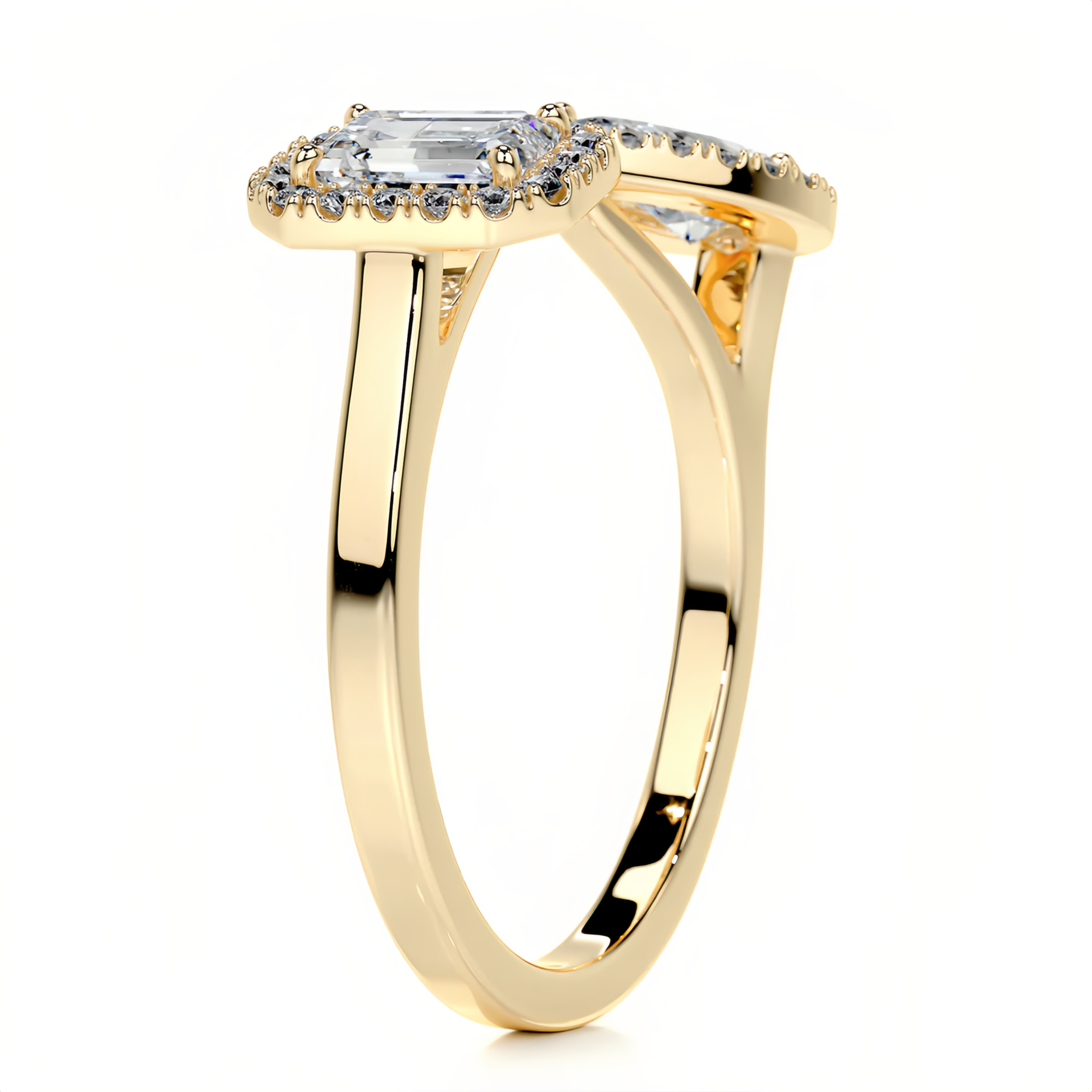 Stylish, open-design ring with a "quiet luxury" aesthetic—a trendy, cross-border fashion piece crafted from S925 sterling silver, gold-plated, and set with a moissanite stone. — detail 3