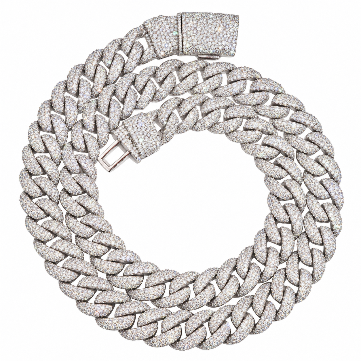 AODHY 12mm S925 Sterling Silver Moissanite Cuban Link Chain