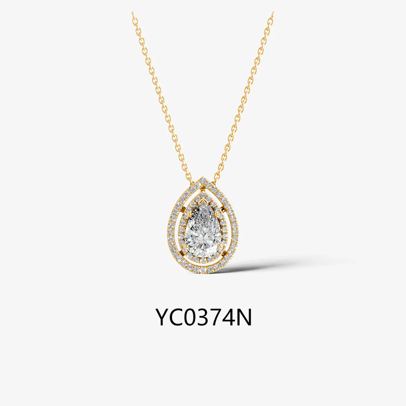 1CT Halo Moissanite Necklace 925 Sterling Silver 18K Gold Plated Pendant Necklace — detail 8