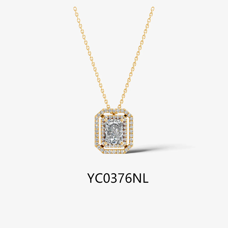 1CT Halo Moissanite Necklace 925 Sterling Silver 18K Gold Plated Pendant Necklace — detail 5