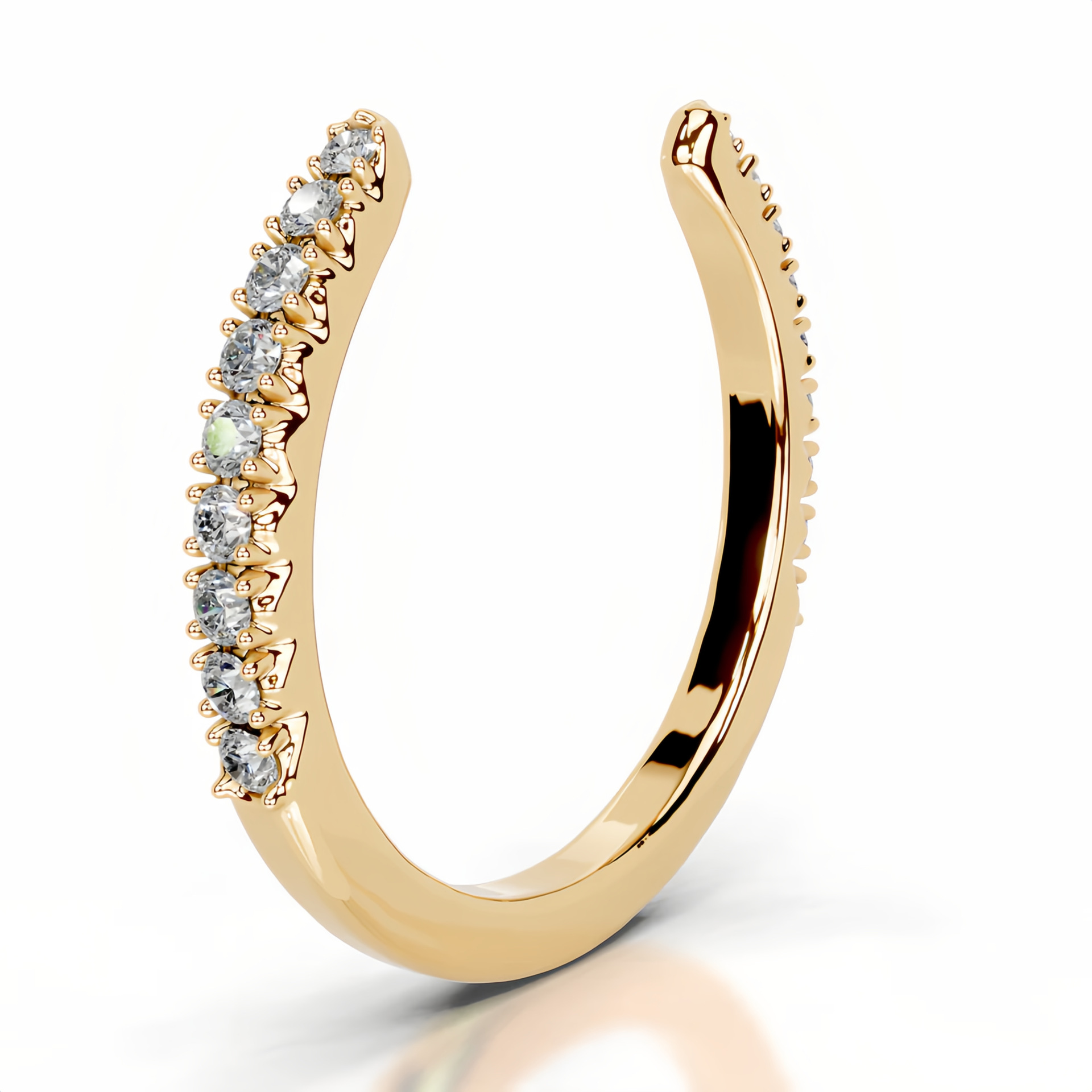 Stylish, open-design ring with a "quiet luxury" aesthetic—a trendy, cross-border fashion piece crafted from S925 sterling silver, gold-plated, and set with a moissanite stone. — detail 1