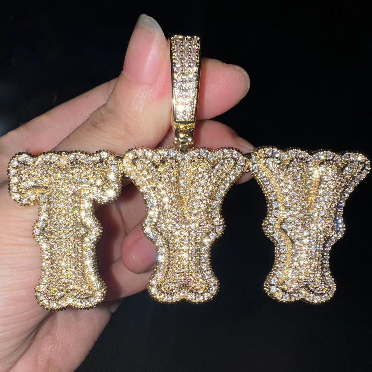 Aodhy Custom Bubble Letter CZ Name Pendant — detail 2