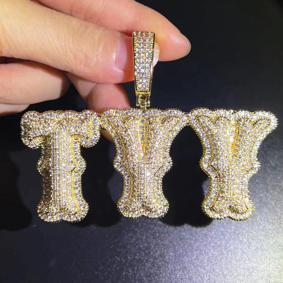 Aodhy Custom Bubble Letter CZ Name Pendant — detail 1