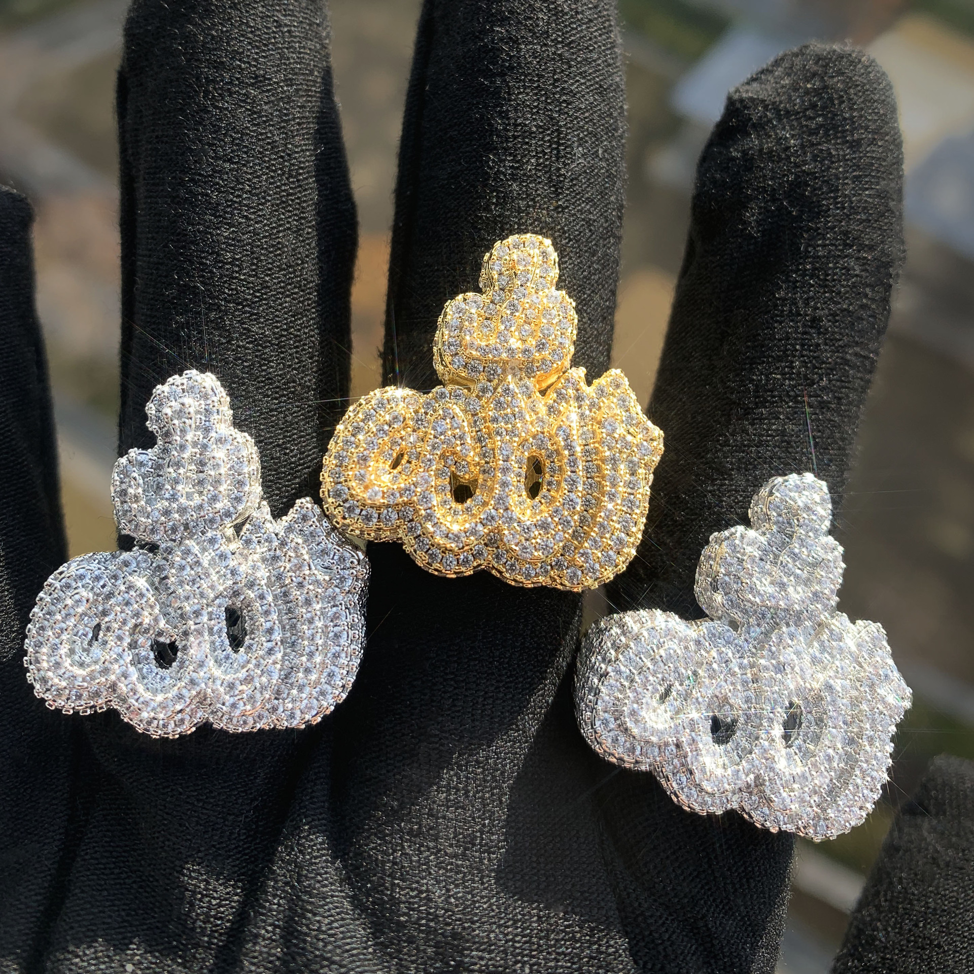 Iced Out Letter Pattern Cubic Zirconia Hip Hop Ring For Men — detail 1