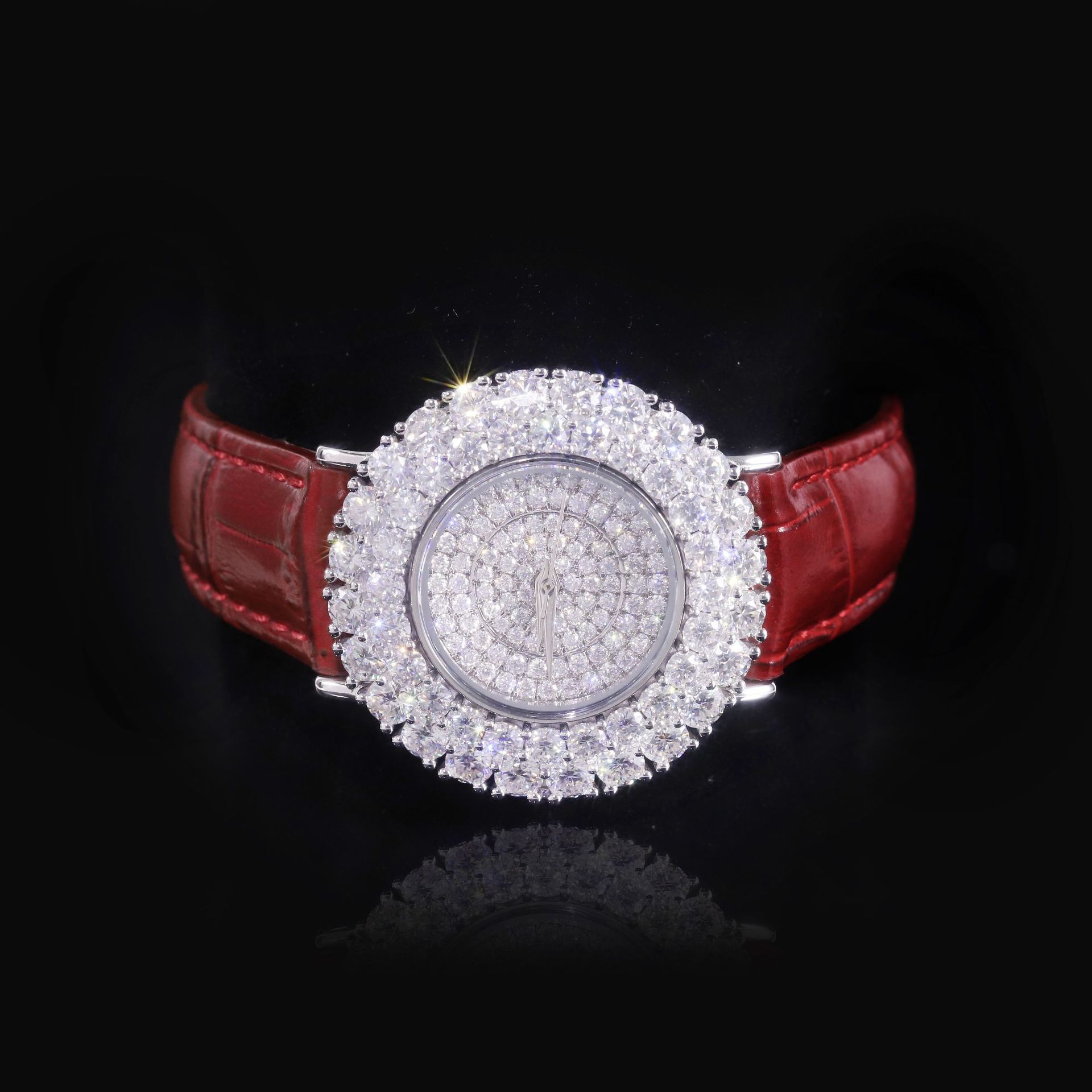 Aodhy 925 Sterling Silver Moissanite Leather Strap Watch — detail 20