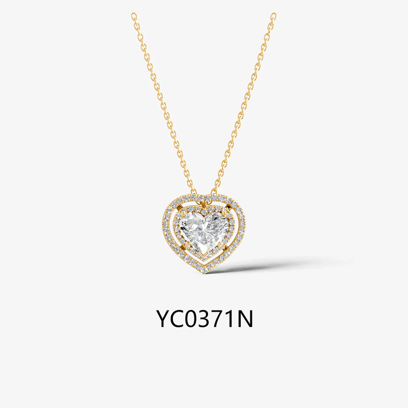 1CT Halo Moissanite Necklace 925 Sterling Silver 18K Gold Plated Pendant Necklace — detail 4