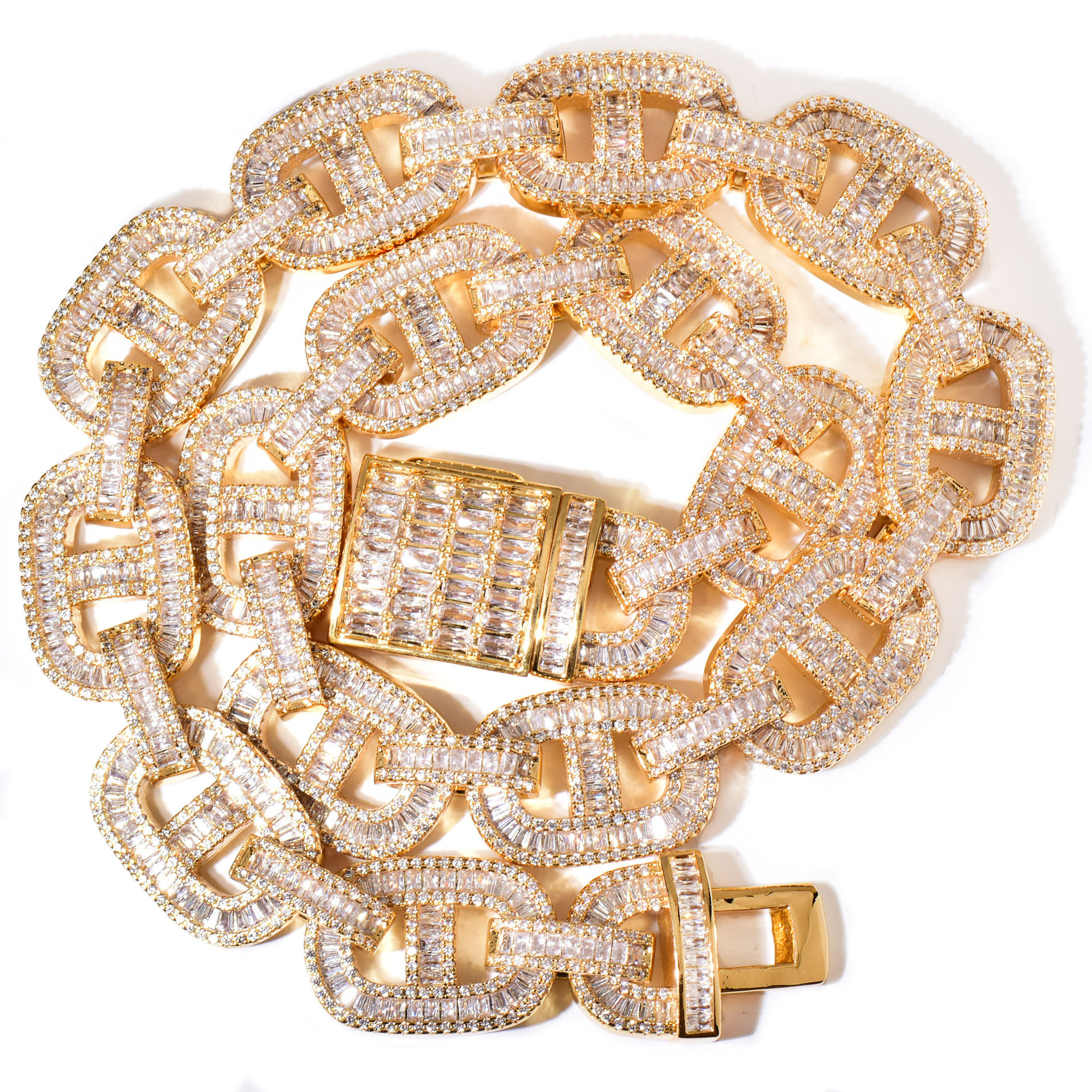 Unisex Stone-Set Mariner Link Necklace & Bracelet