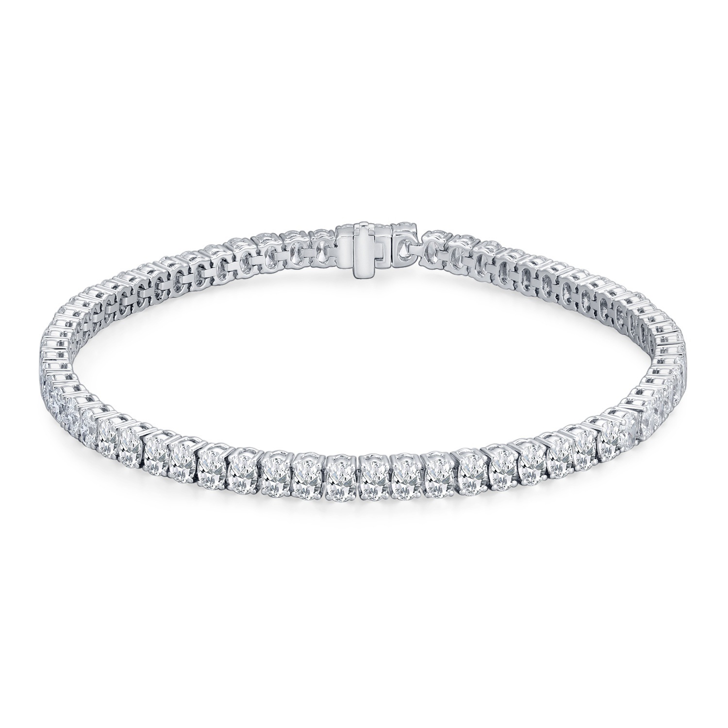 18K White Gold Oval-Cut Lab-Grown Diamond Tennis Bracelet – Approx. 4.6ct, 15.5cm — detail 7