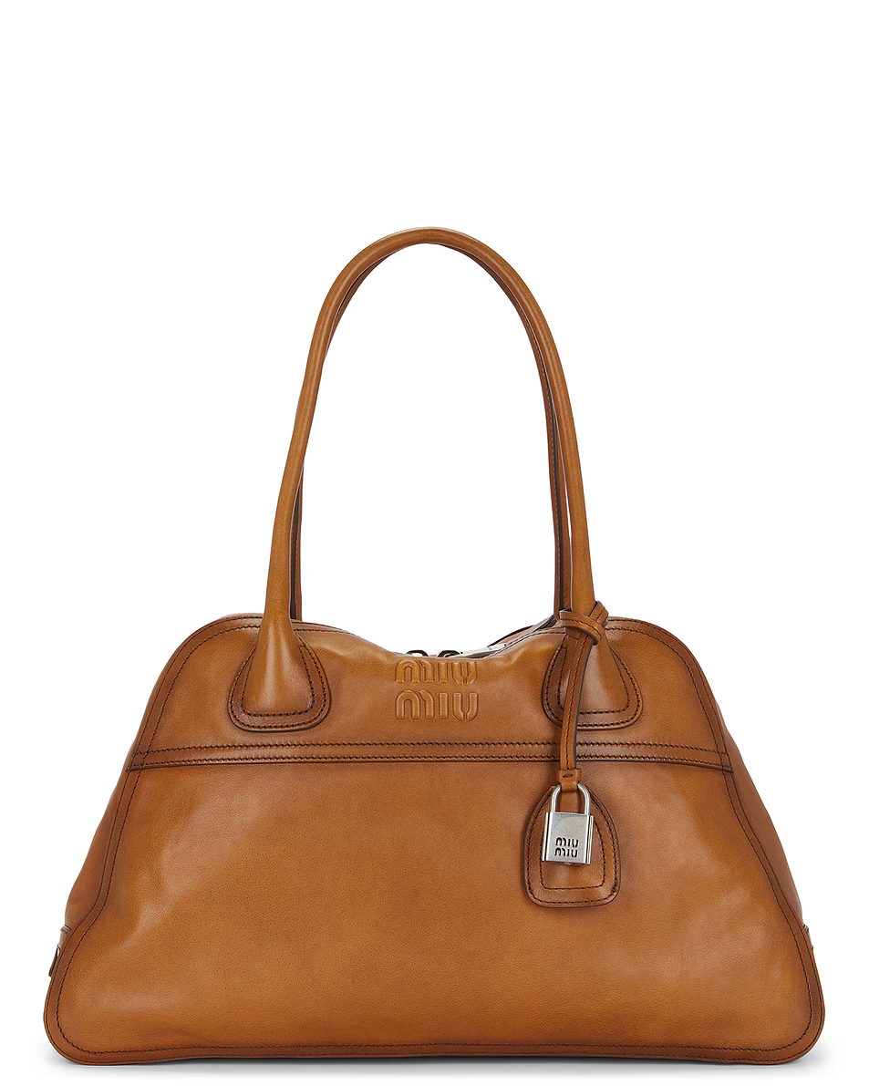 MIU MIU Cognac Leather Shoulder Bag
