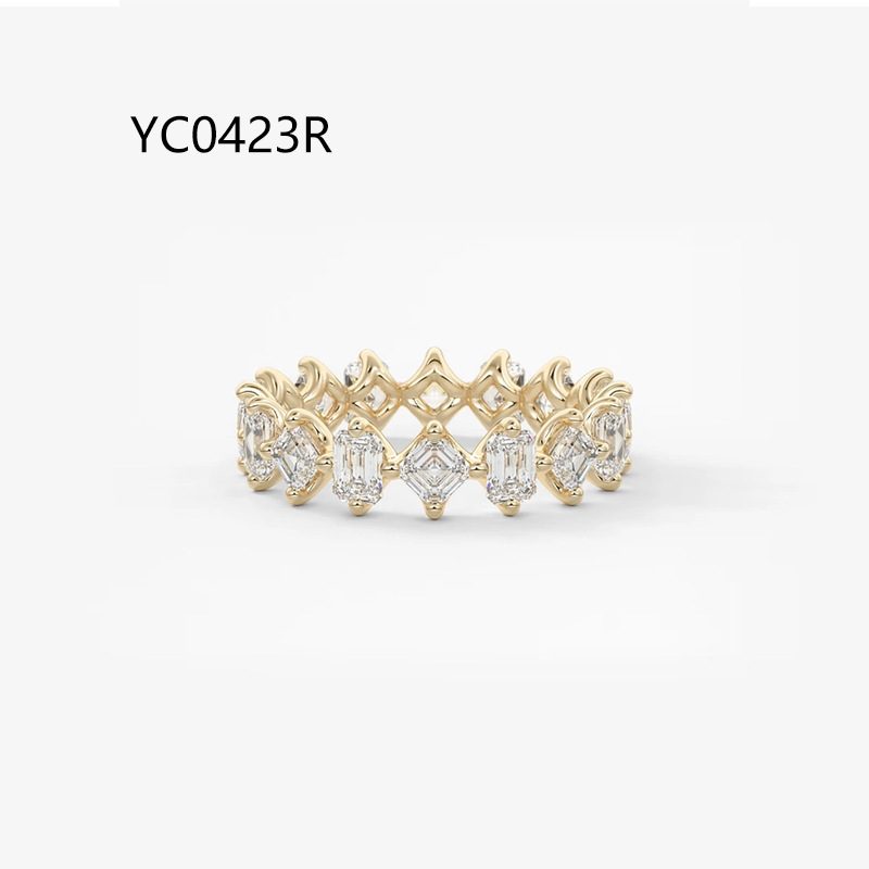 18K gold plated + emerald cut + Ascetic moissanite (D-E extreme white)