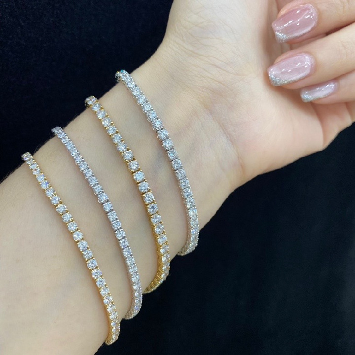 18K Gold Lab-Grown Diamond Tennis Bracelet – 3.4ct Total, 16cm — detail 8