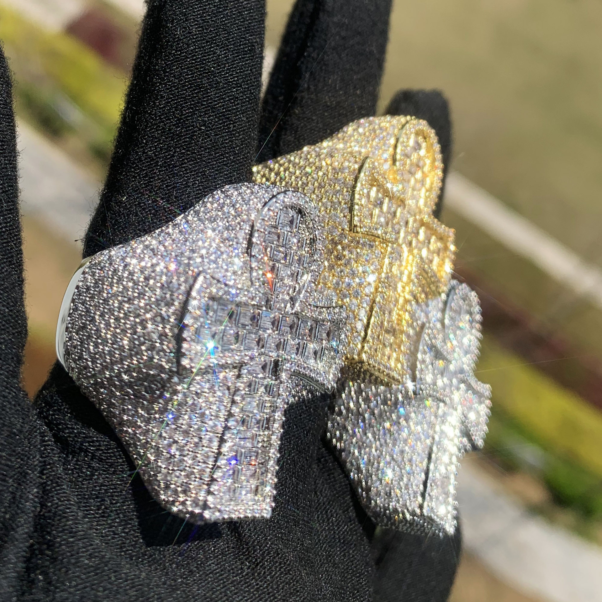 Iced Out Baguette Cross Ring, Hip Hop Full Paved CZ Statement Ring — detail 1