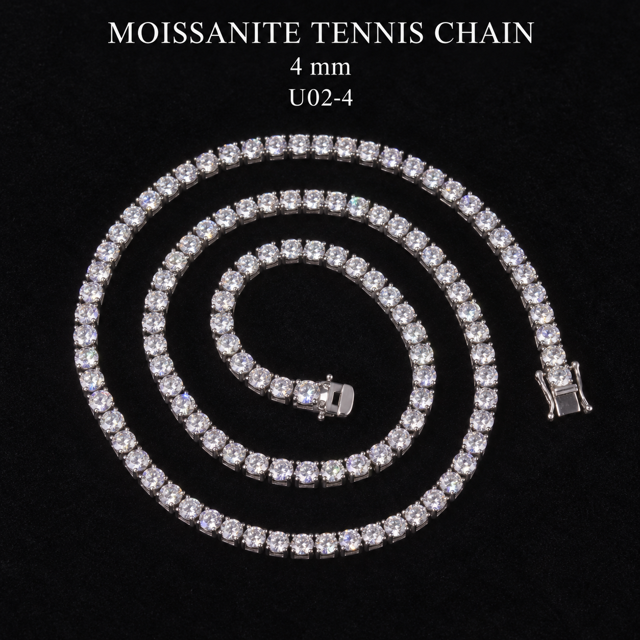 Aodhy S925 Sterling Silver Round Moissanite Tennis Chain — U02N — detail 16