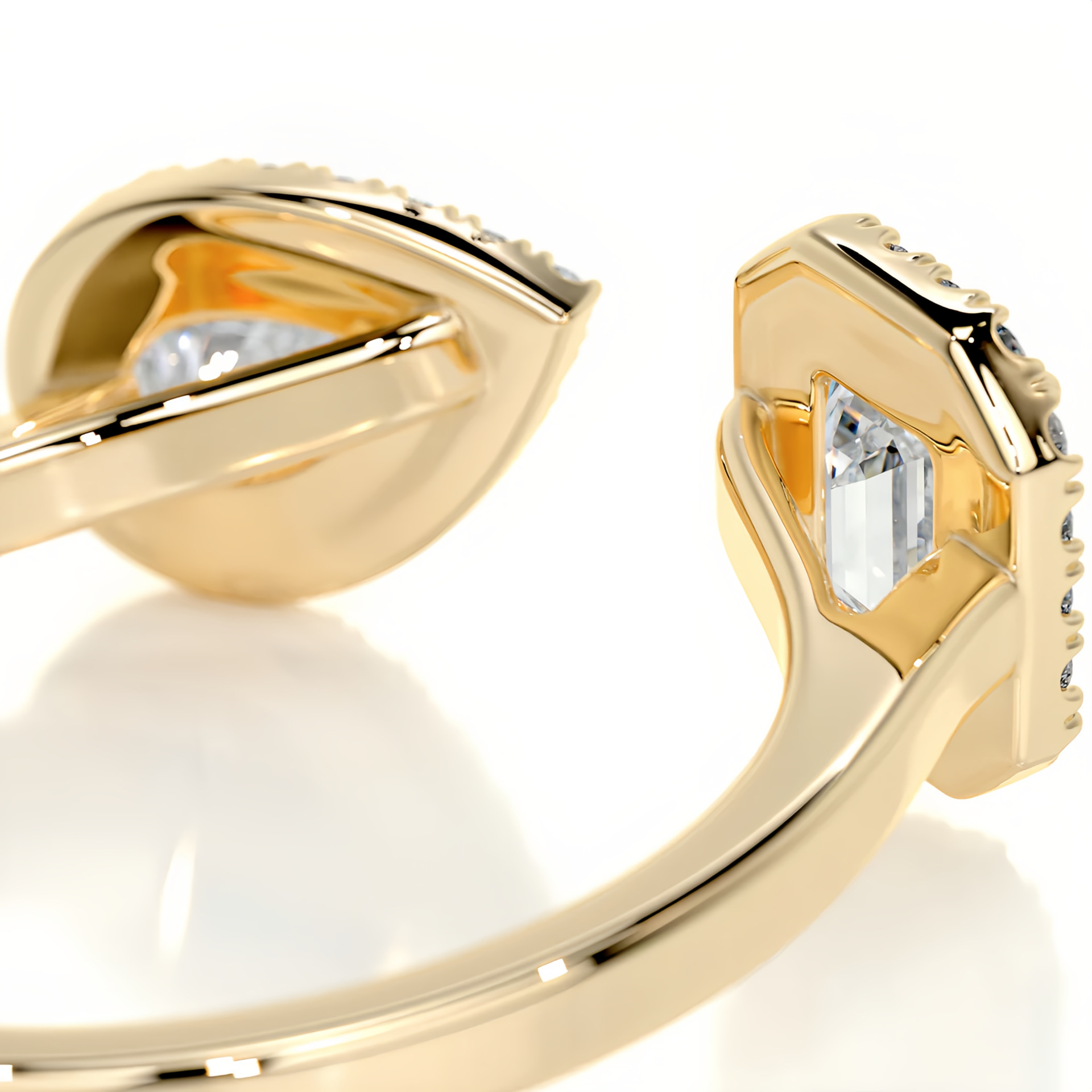 Stylish, open-design ring with a "quiet luxury" aesthetic—a trendy, cross-border fashion piece crafted from S925 sterling silver, gold-plated, and set with a moissanite stone. — detail 20