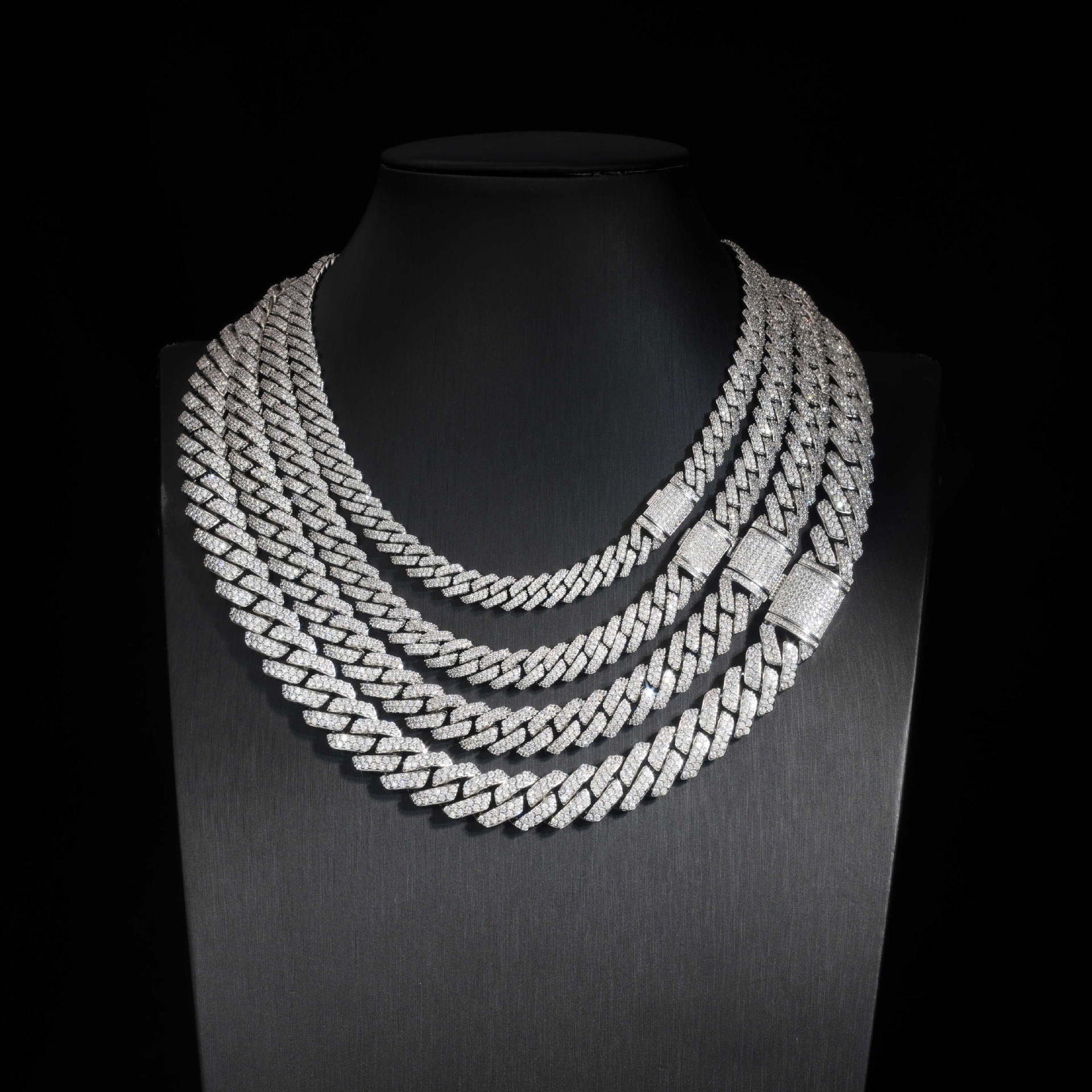AODHY 8–15mm Double-Row Diamond-Shaped Iced-Out Cuban Link Necklace & Bracelet — detail 14