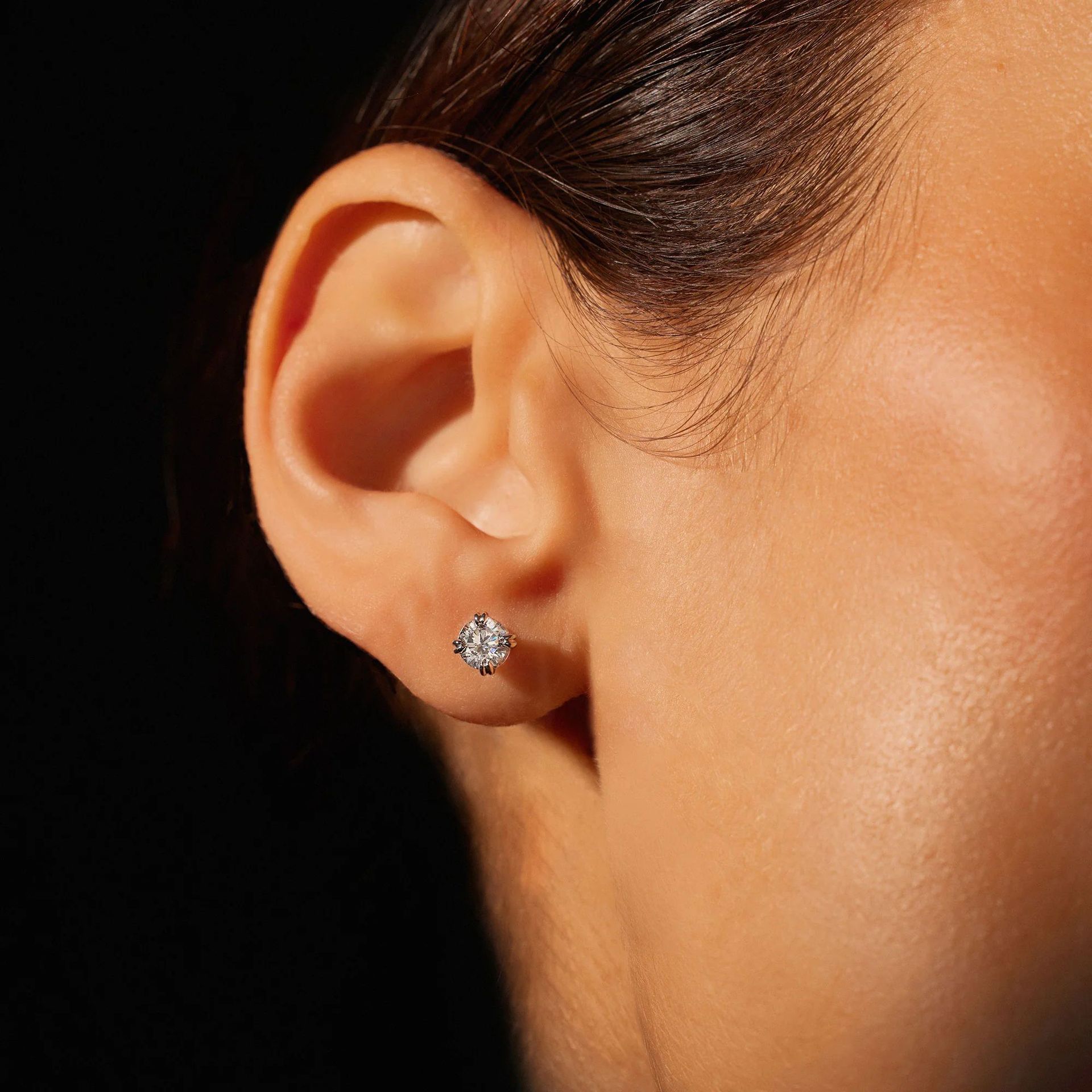 Moissanite Earrings 925 Sterling Silver 18K Gold Plated Stud & Hoop Earrings For Women — detail 2