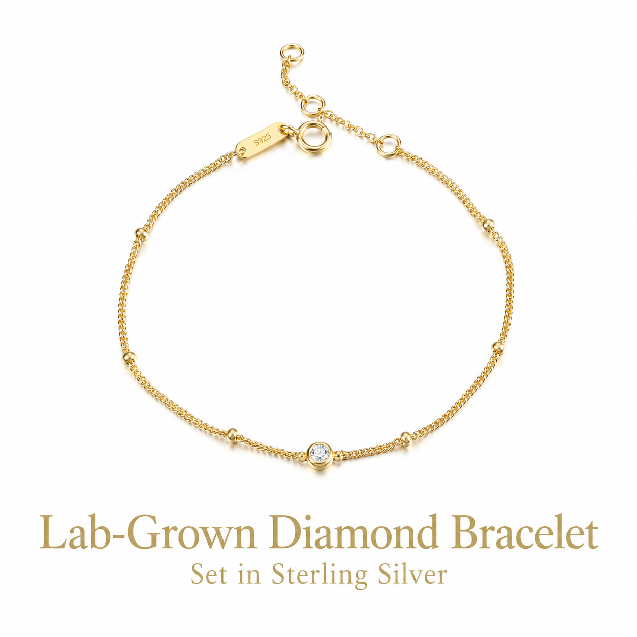 Aodhy Bubble Solitaire Moissanite or Lab-Grown Diamond Bracelet — detail 4