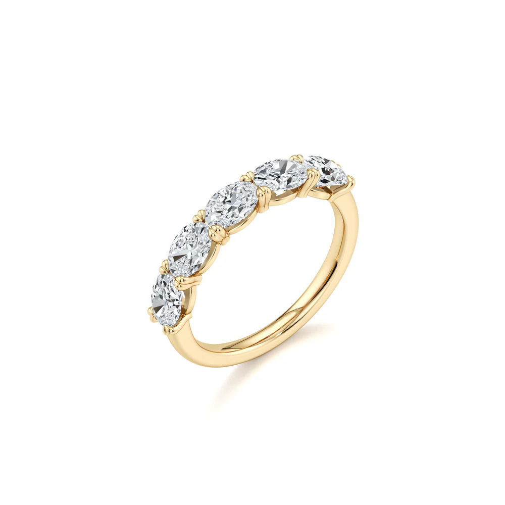 Moissanite Row Ring, 925 Sterling Silver Gold Plated Eternity Band Stackable Ring — detail 7