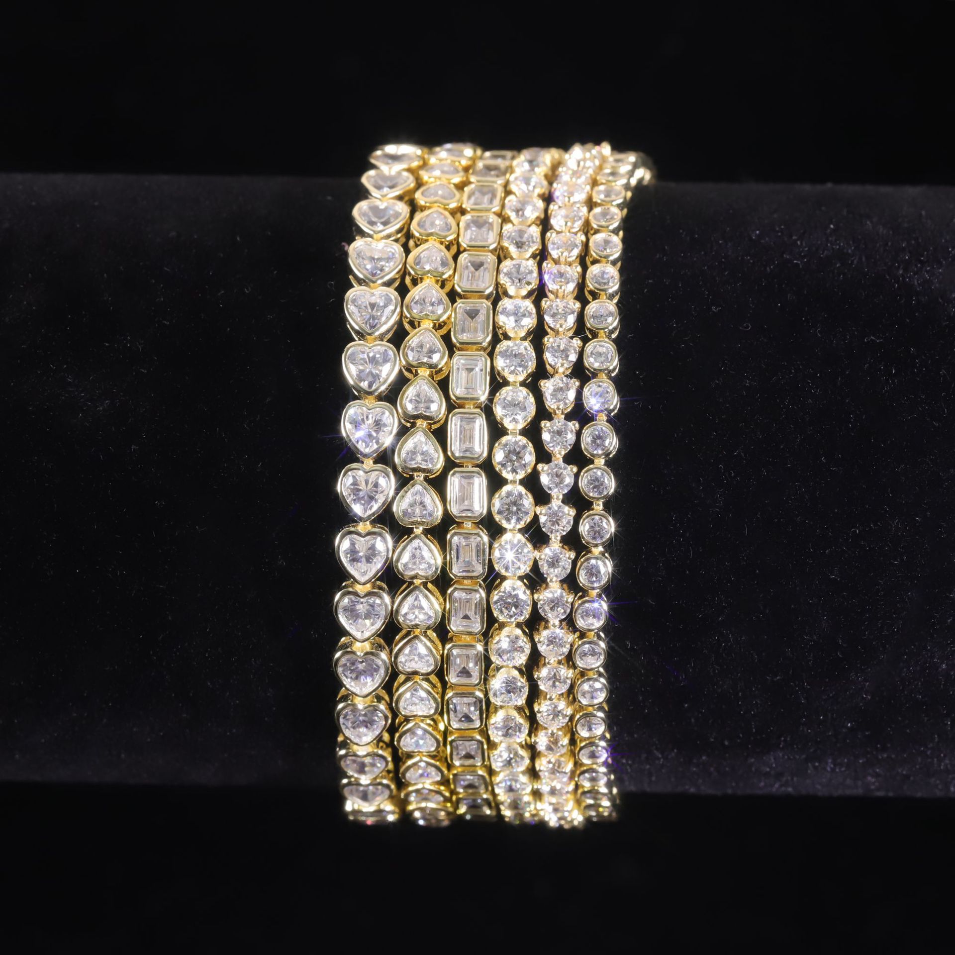 S925 Sterling Silver Moissanite Tennis Bracelet – 6 Stone Shapes, 7 Inches — detail 7