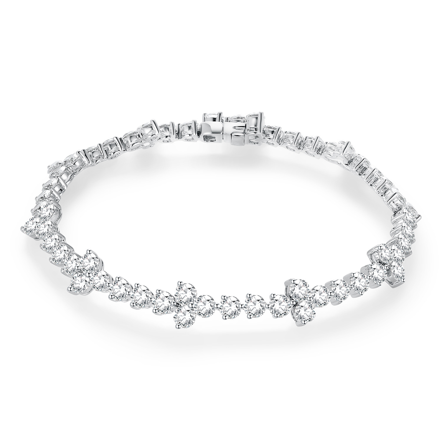 18K Gold Three-Prong Floral Diamond Bracelet – Approx. 6.75ct, 16.5cm — detail 4