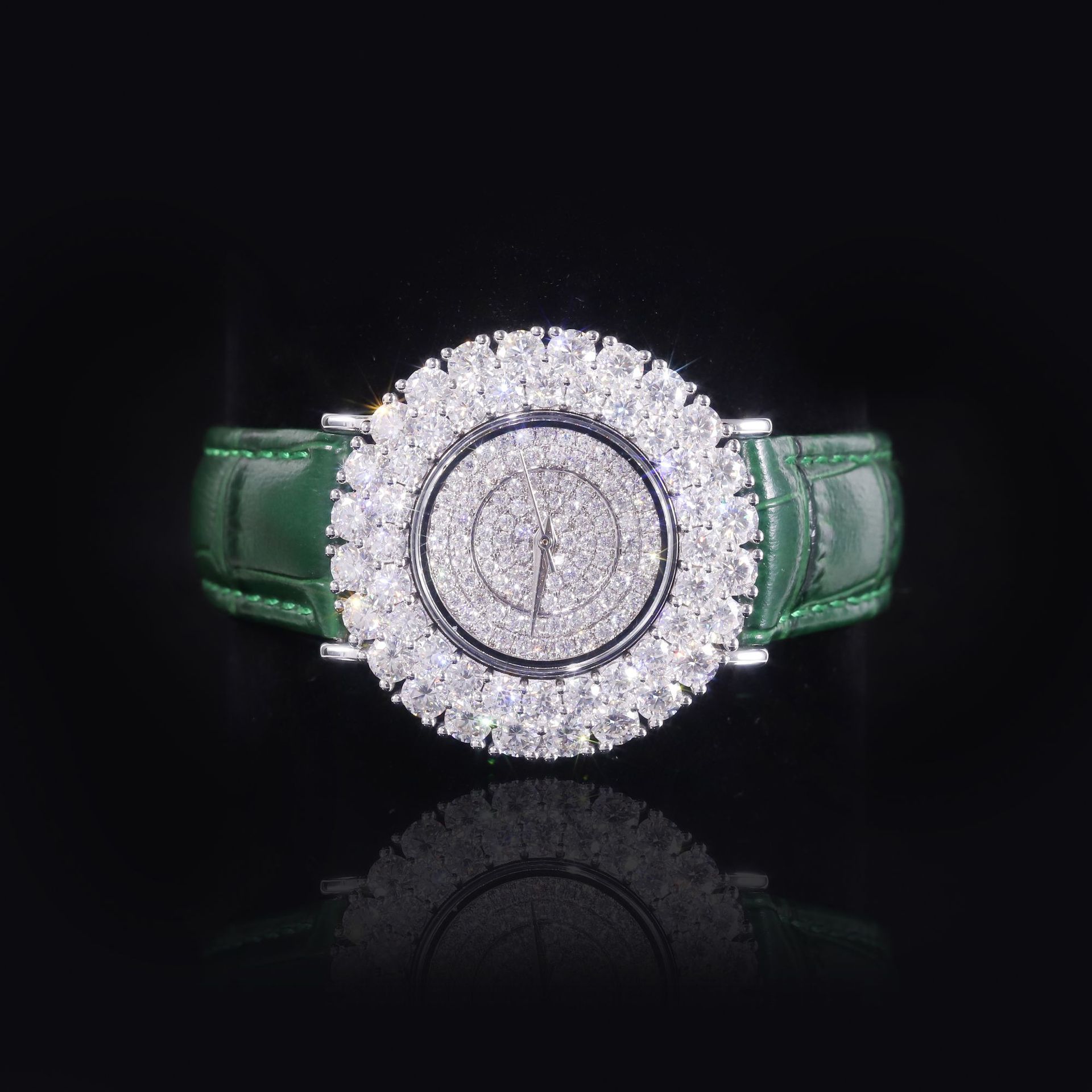 Aodhy 925 Sterling Silver Moissanite Leather Strap Watch — detail 19