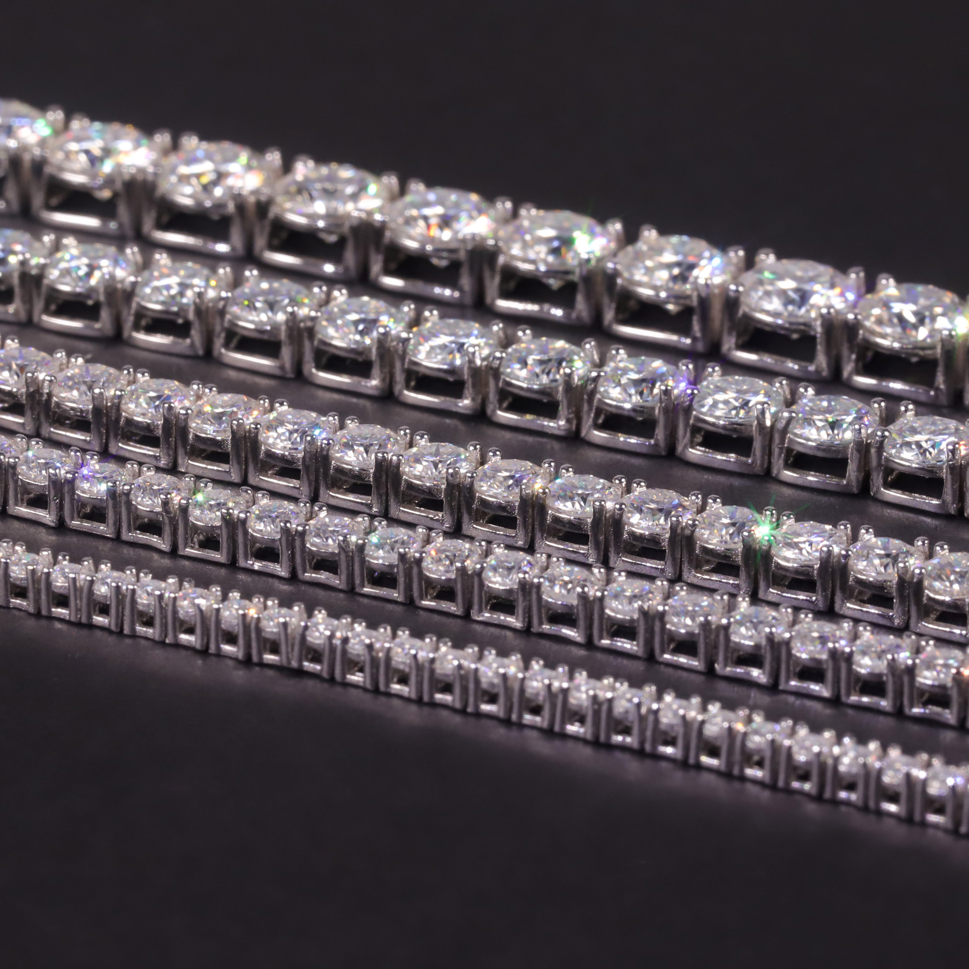 Aodhy S925 Sterling Silver Round Moissanite Tennis Chain — U02N — detail 5