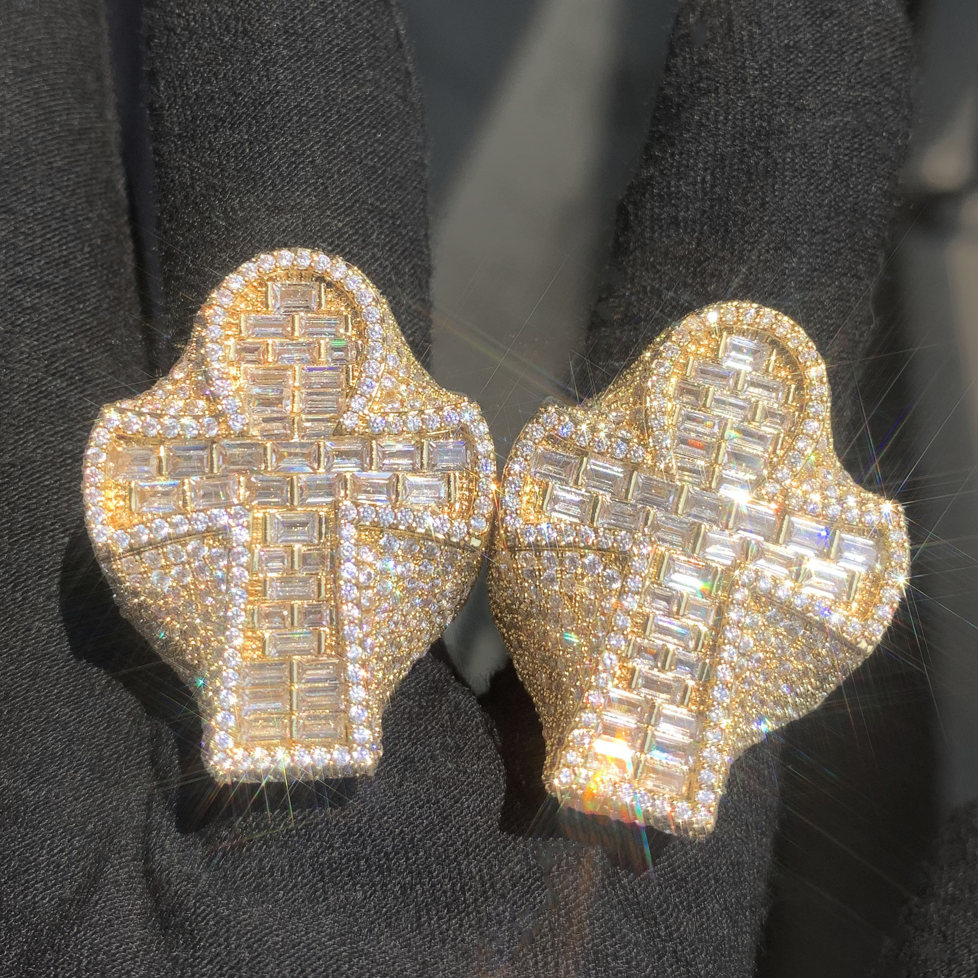 Iced Out Baguette Cross Ring, Hip Hop Full Paved CZ Statement Ring — detail 2