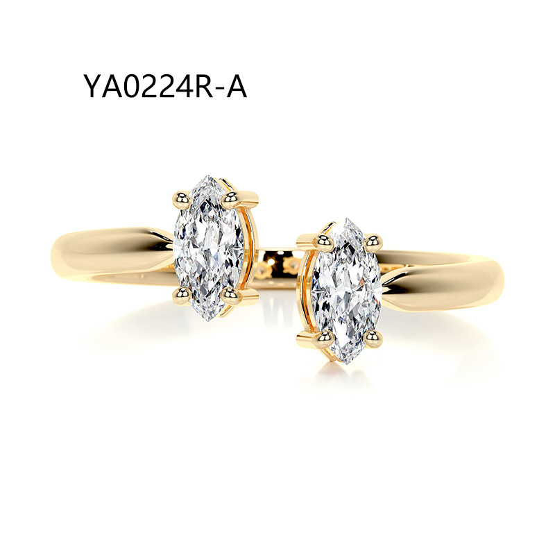 Stylish, open-design ring with a "quiet luxury" aesthetic—a trendy, cross-border fashion piece crafted from S925 sterling silver, gold-plated, and set with a moissanite stone. — detail 11