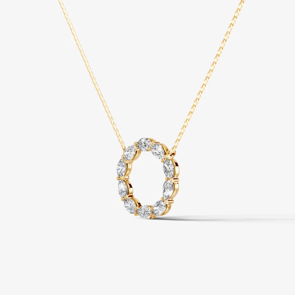 S925 Sterling Silver Moissanite Circle Pendant Necklace, 18K Gold Plated — detail 4