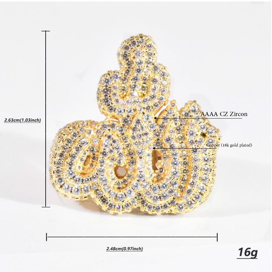 Iced Out Letter Pattern Cubic Zirconia Hip Hop Ring For Men — detail 4