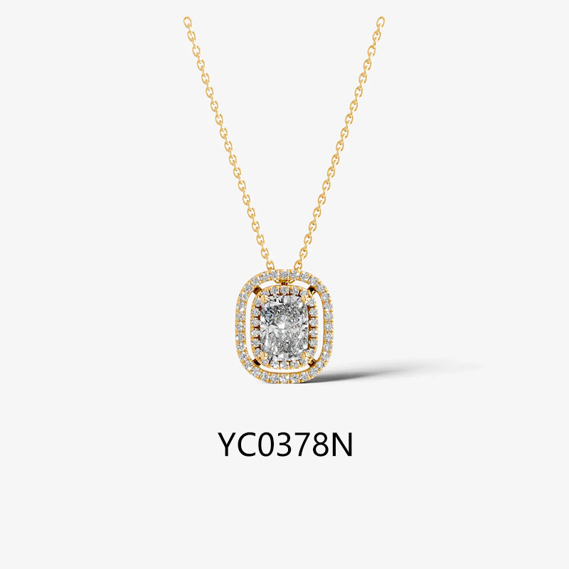1CT Halo Moissanite Necklace 925 Sterling Silver 18K Gold Plated Pendant Necklace — detail 11