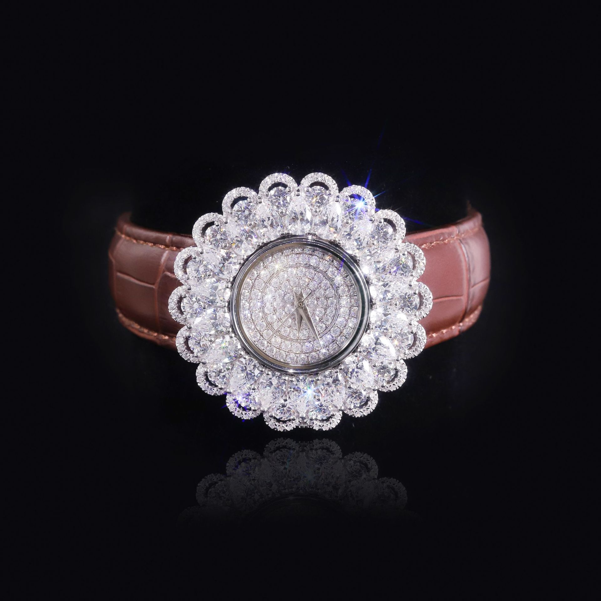 Aodhy 925 Sterling Silver Moissanite Floral Quartz Watch — detail 6